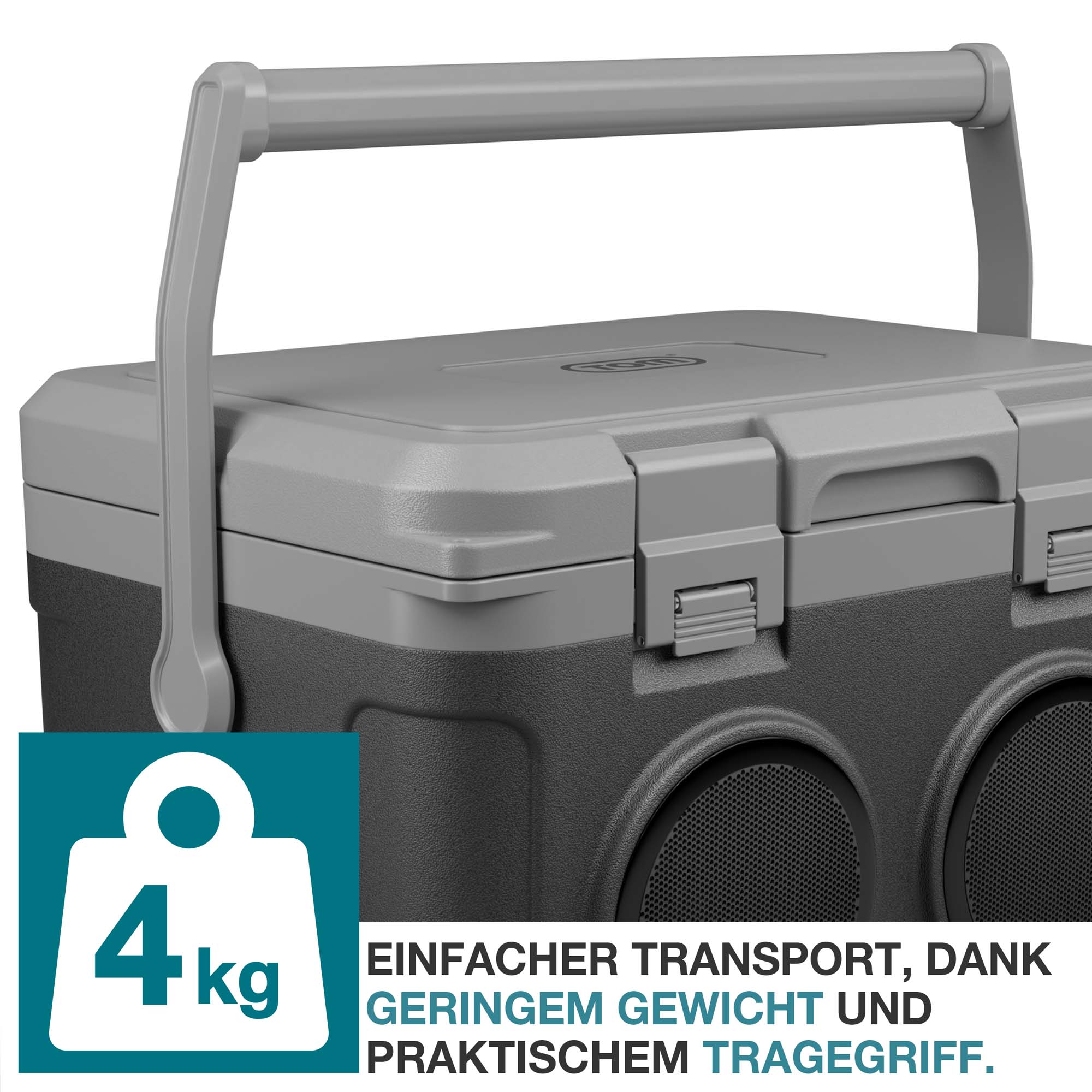 Musikkuehlbox schwarz - 4 kg Gewicht - einfacher Transport - Praktischer Tragegriff - Camping - Outdoor