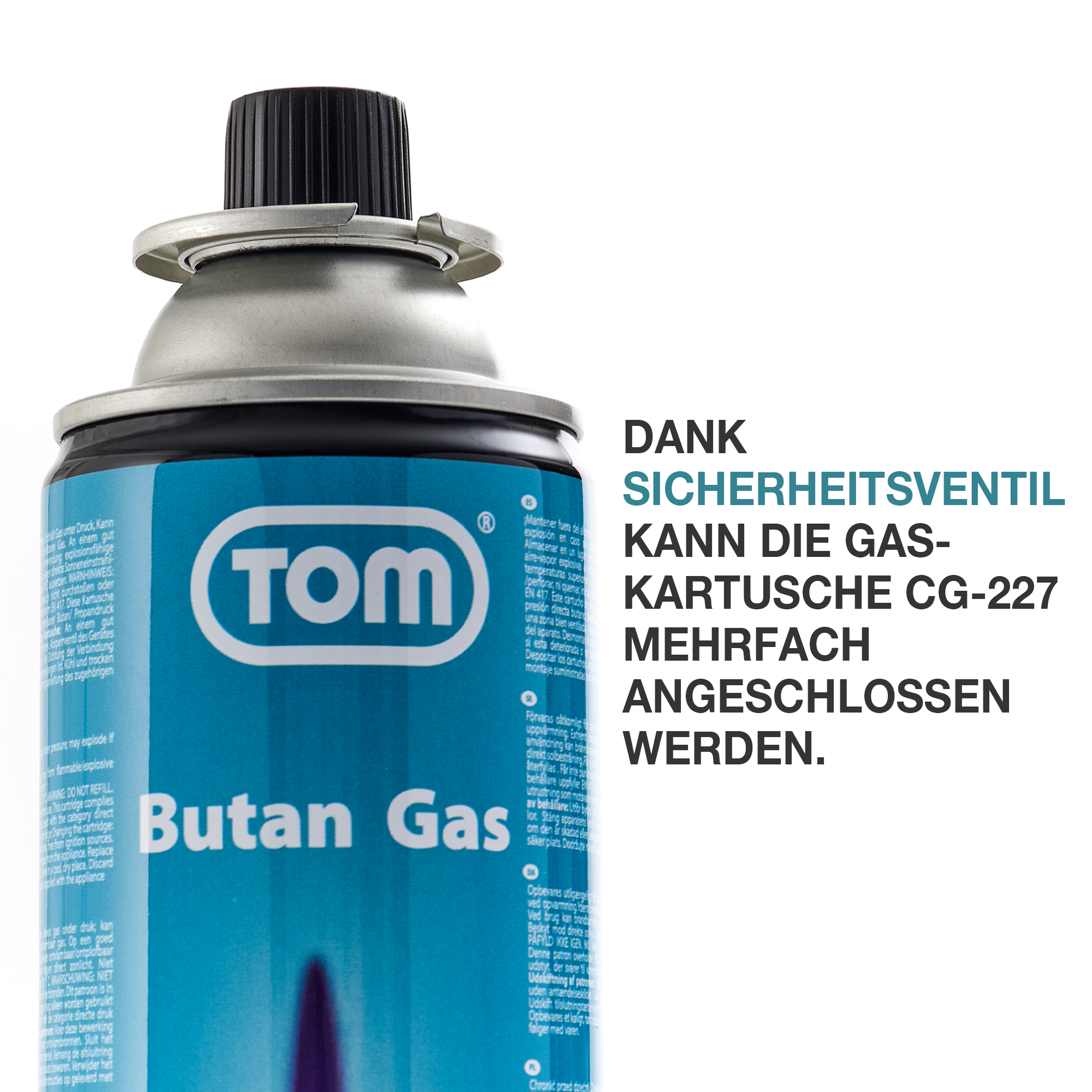 Gaskartusche 227g – Sicherheitsventil – Butan – Stechkartusche – Bajonettverschluss – Flüssiggas – Propan – Campingkartusche – Kochkartusche – Mehrfachanschluss – Tragbare Gaskartusche