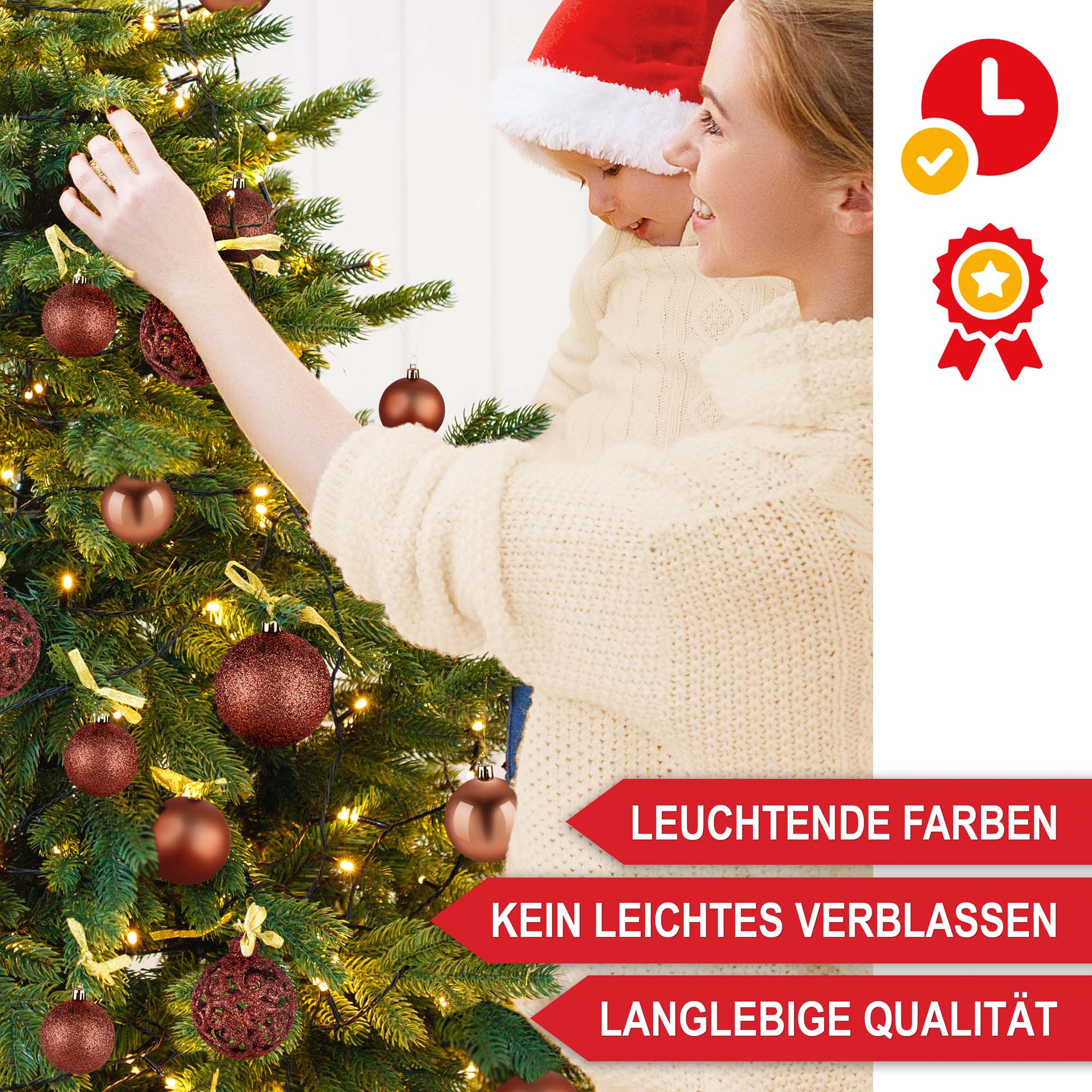 Weihnachtskugeln langlebige Qualitaet braun