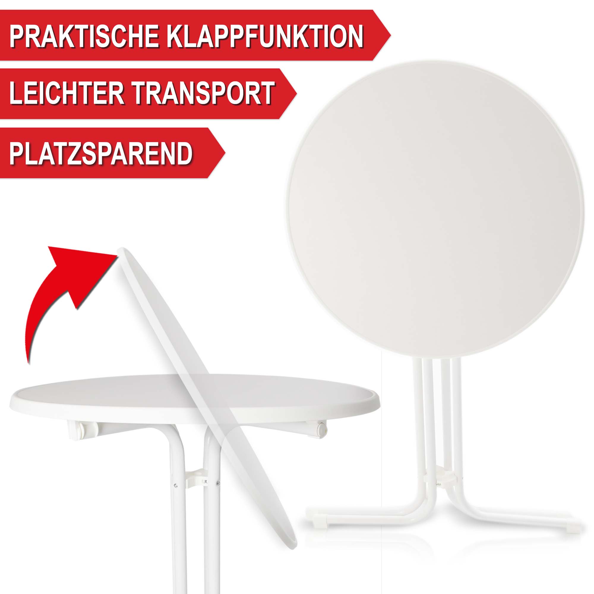 Stehtisch mit Tischhusse weiß - Praktische Klappfunktion leichter Transport platzsparend - Bistrotisch mit Husse - Empfangstisch mit Überzug - Partytisch mit Tischdecke