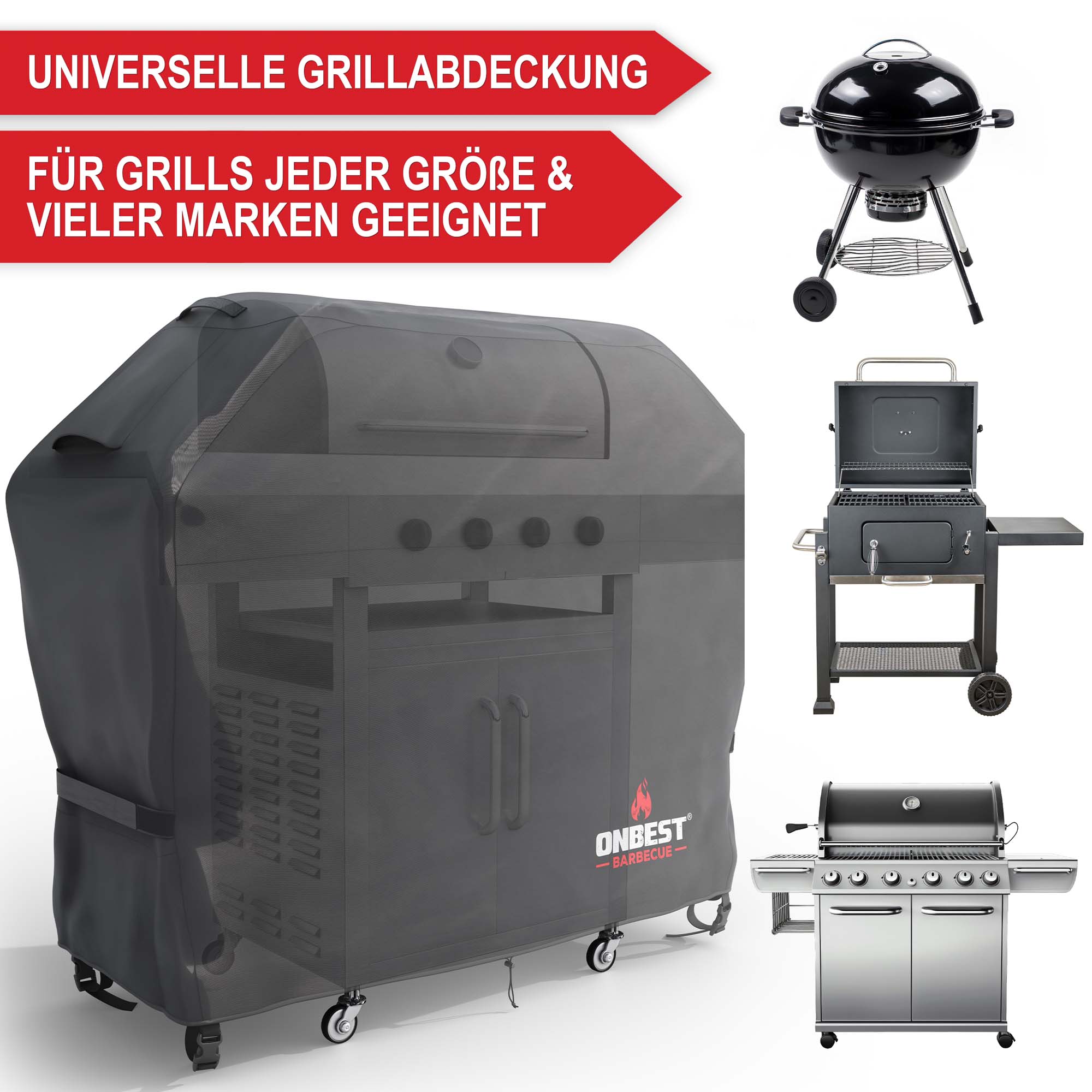 Universelle Grillabdeckung für Grills jeder Größe und vieler Marken geeignet