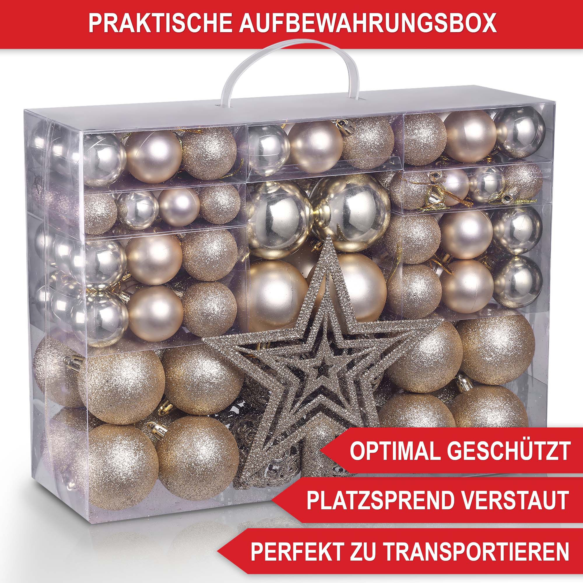 Weihnachtskugeln Aufbewahrungsbox champagner