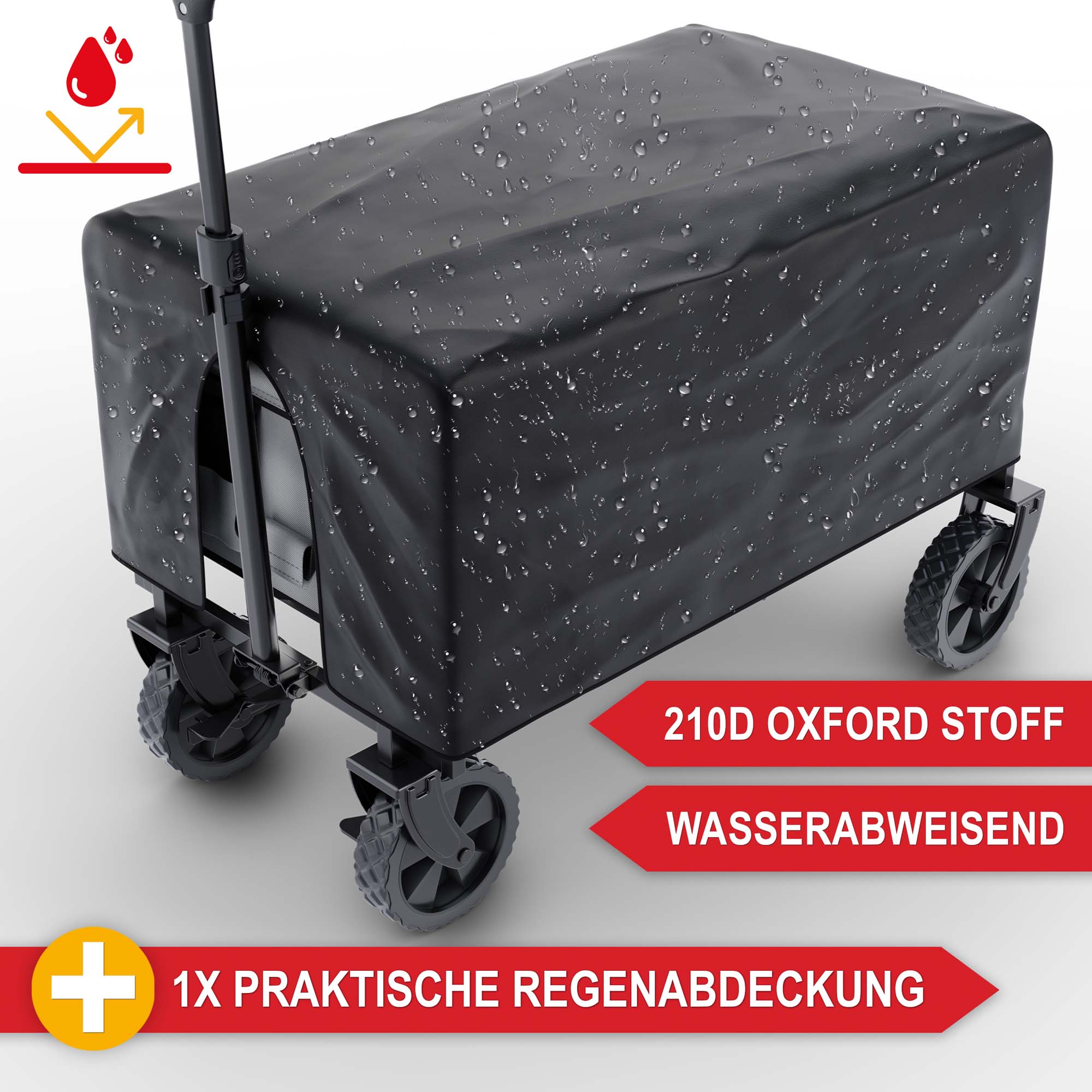 Regenabdeckung wasserabweisend 210D Oxford Stoff Boller-wagen Grau