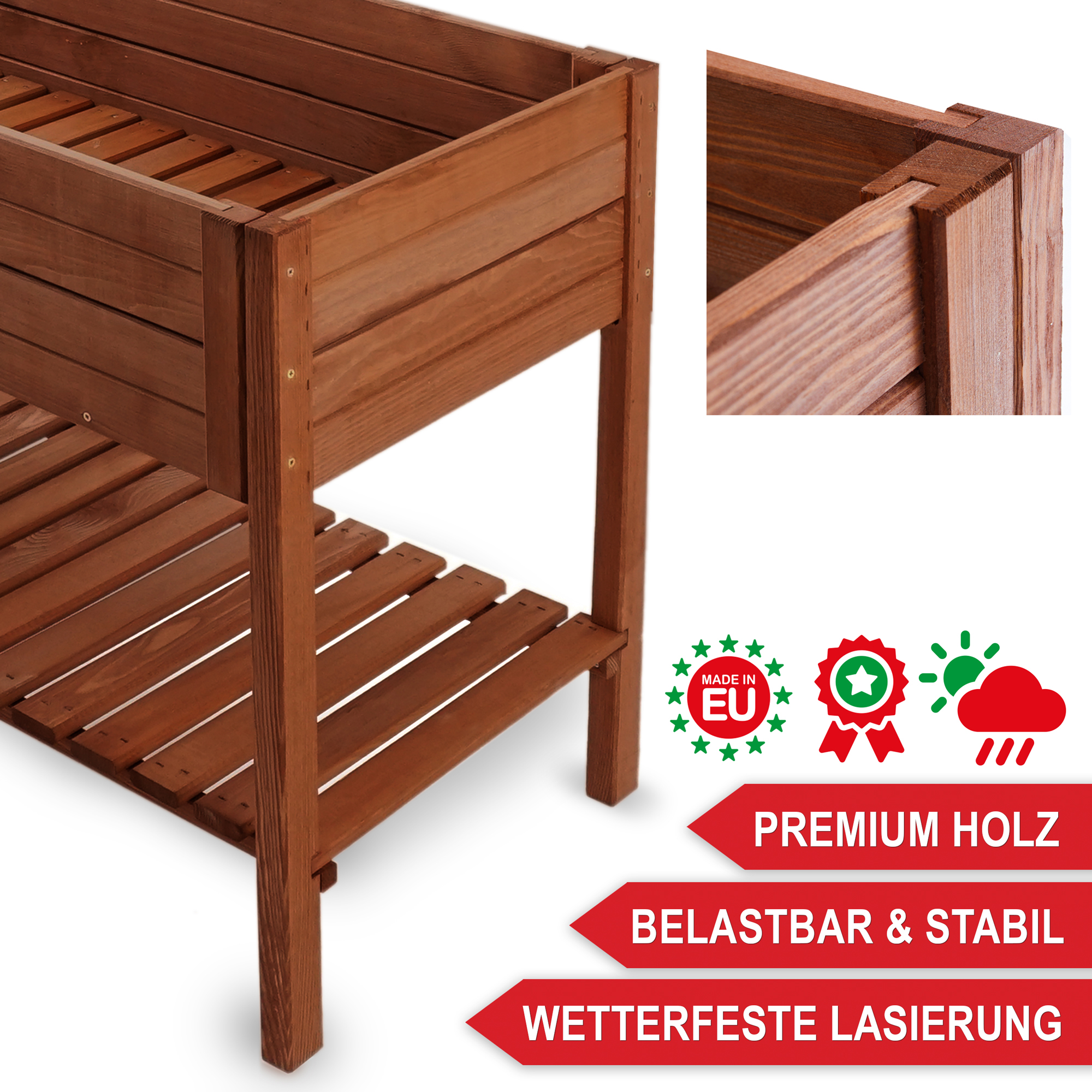 Hochbeet Summer XXL - Premium Holz - belastbar und stabil - wetterfeste Lasierung - Pflanzkasten - Gartenbeet - Kräuterbeet