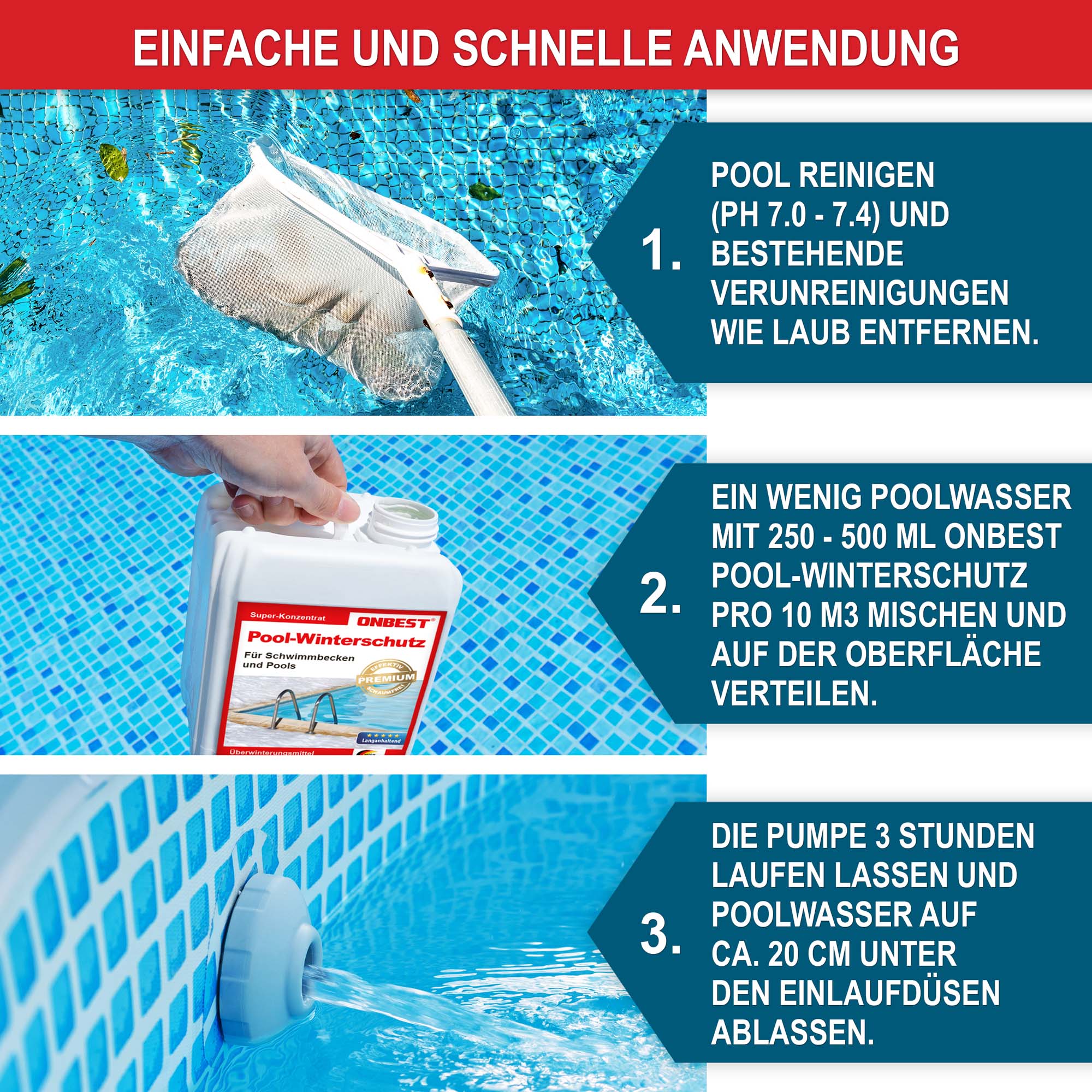 Pool reinigen und Verunreinigungen entfernen für optimale Ergebnisse