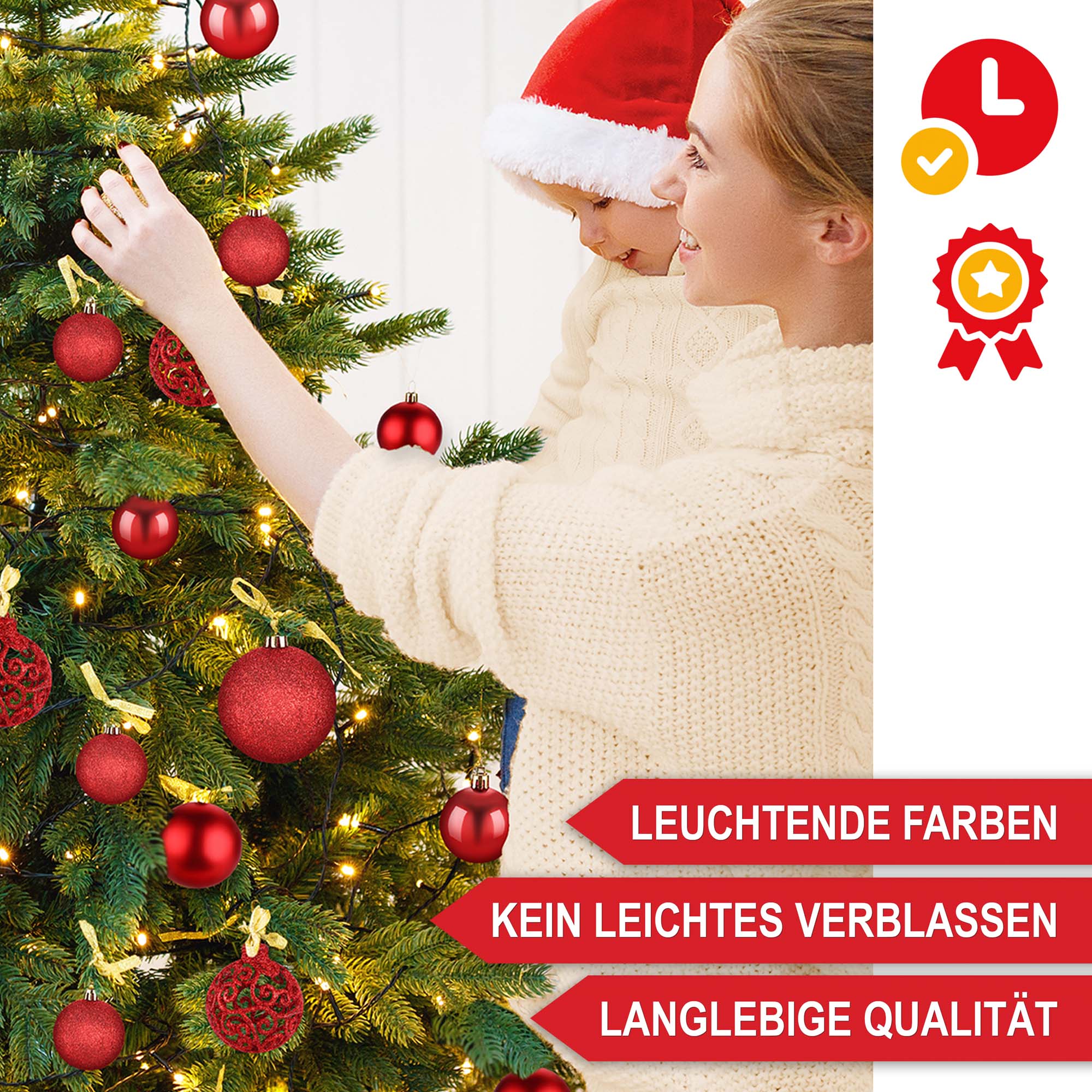 Weihnachtskugeln langlebige Qualitaet rot