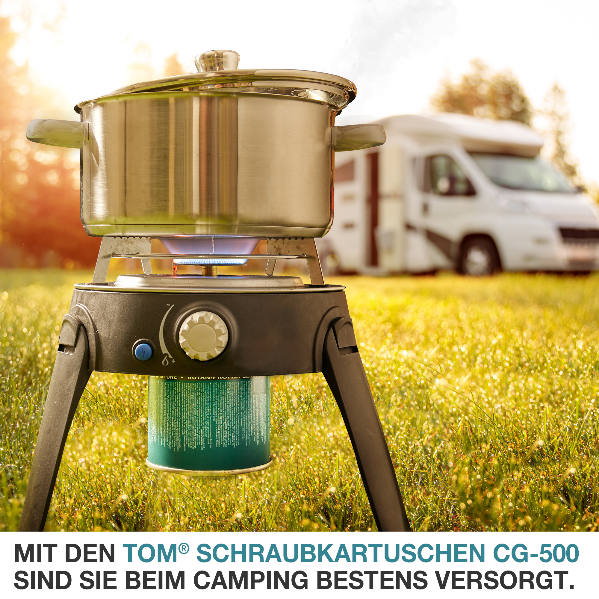 Mit den TOM Schraubkartuschen CG-500 sind Sie beim Camping bestens versorgt