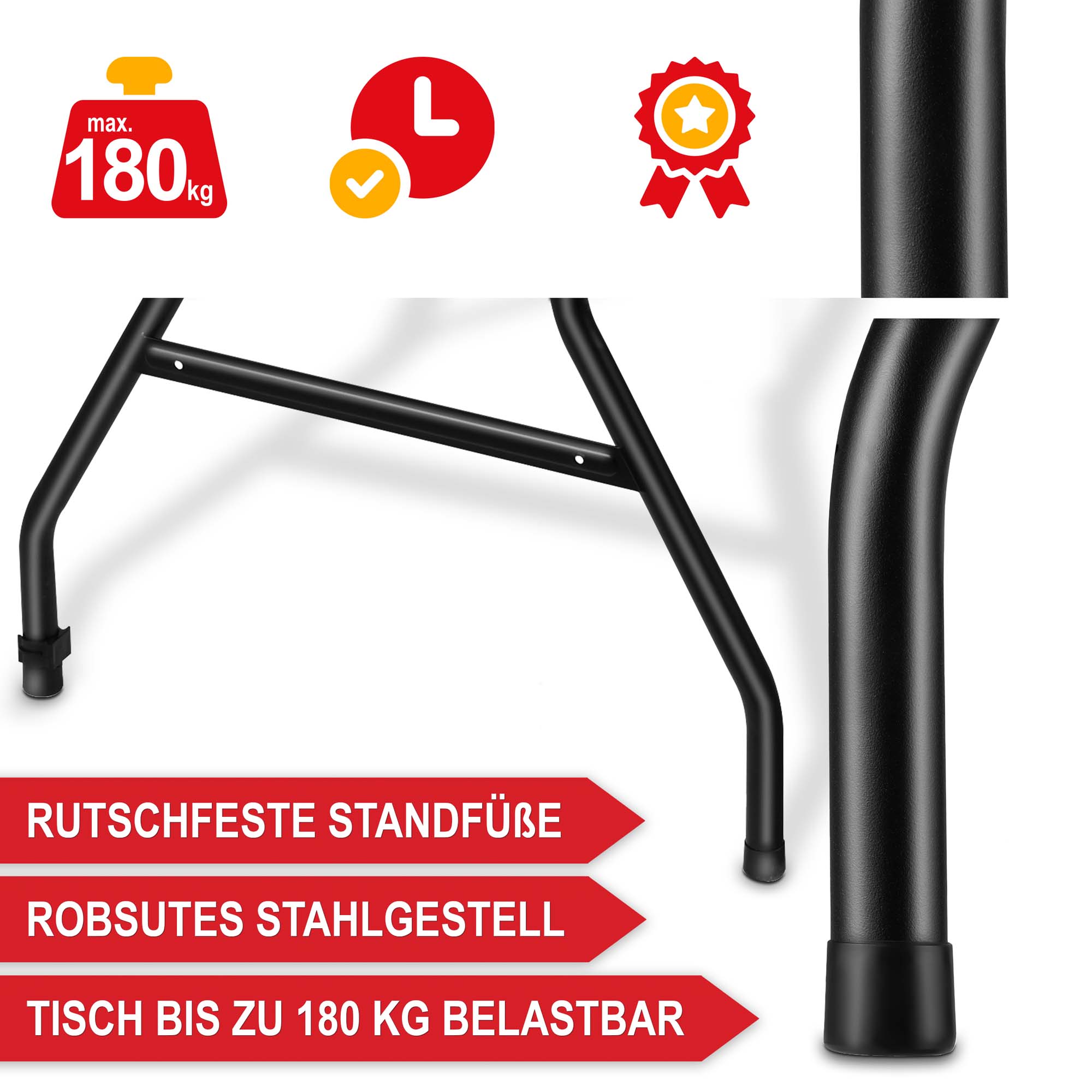 Rutschfeste Standfuesse robustes Stahlgestell belastbar bis 180 kg Bierzeltgarnitur Woody