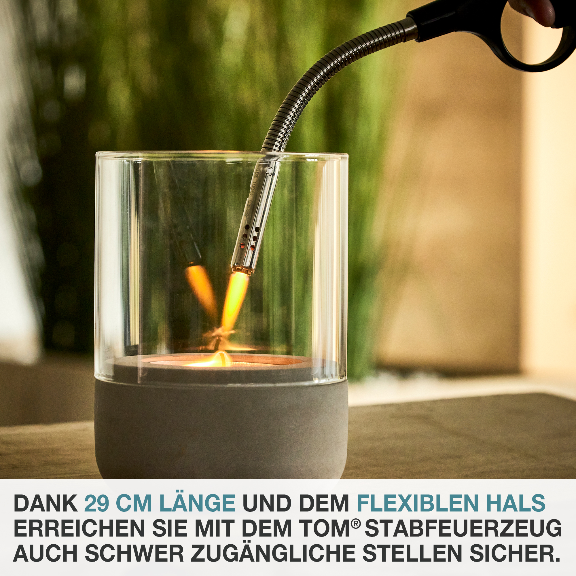 29 cm Länge - Felxibler Hals - Stabfeuerzeug - Feuerzeug - Flamme - Kaminanzünder - Kerzenanzünder