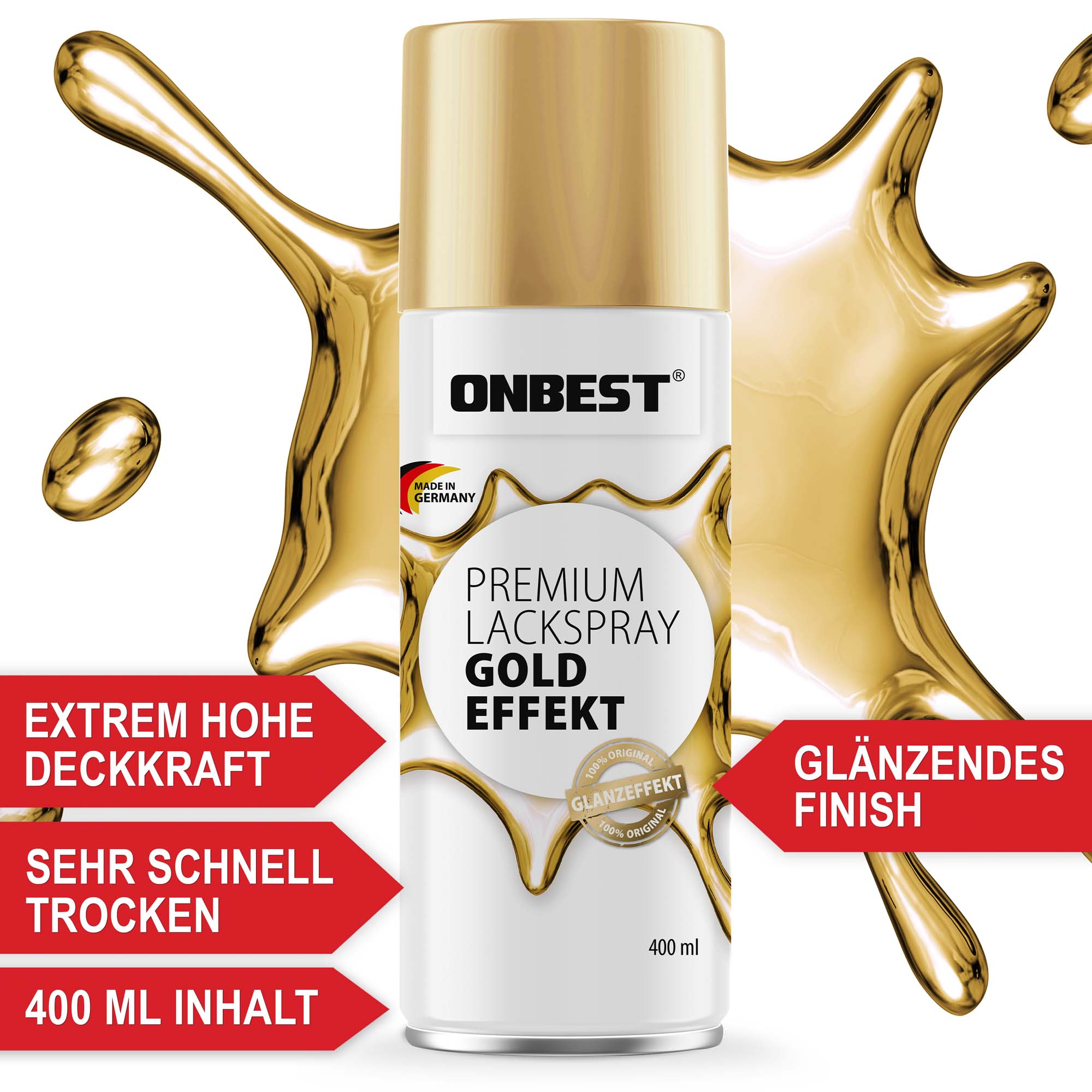 Premium Lackspray Gold Effekt Sprühfarbe - Lack - Farbe - sprühen - Flasche - Mittel - DIY