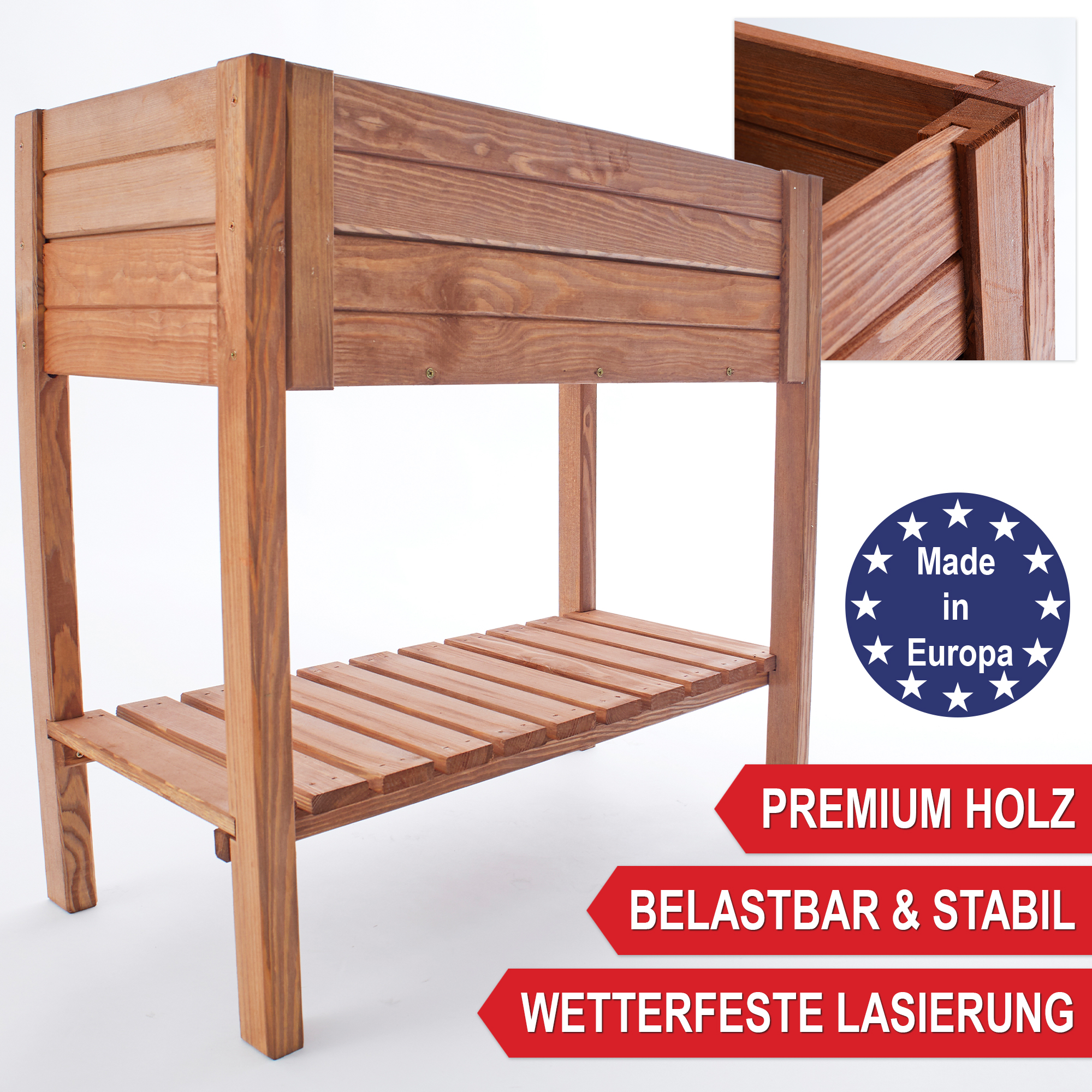 Premium Holz Hochbeet Summer belastbar und stabil wetterfeste Lasierung