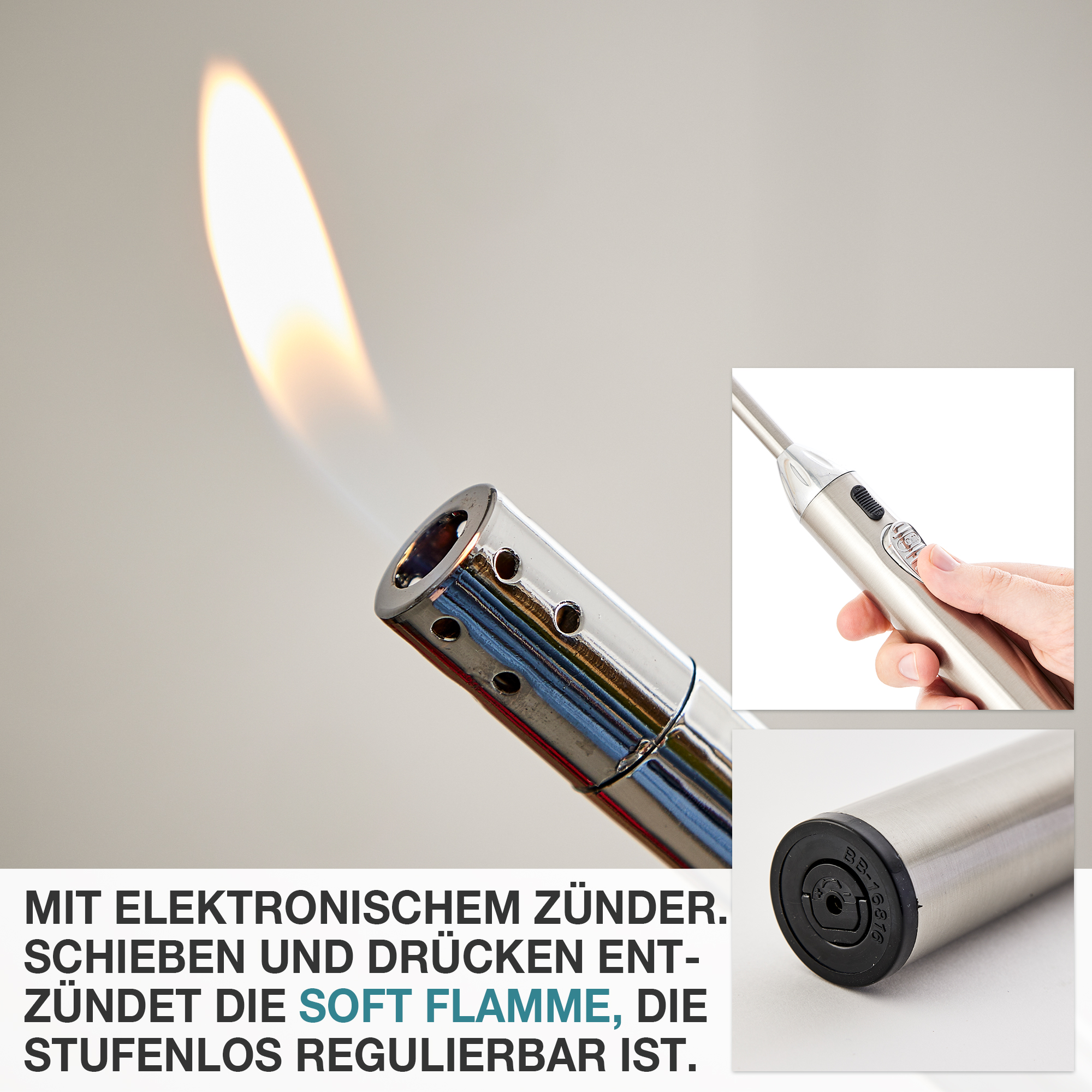 Stabfeuerzeug XXL - Mit elektronischem Zünder - Zigarettenanzünder - Feueranzünder - Gasanzünder - Kaminanzünder - Stabfeuerzeug - Kerzenanzünder - Flammenwerfer - Zündgerät - Streichholzersatz