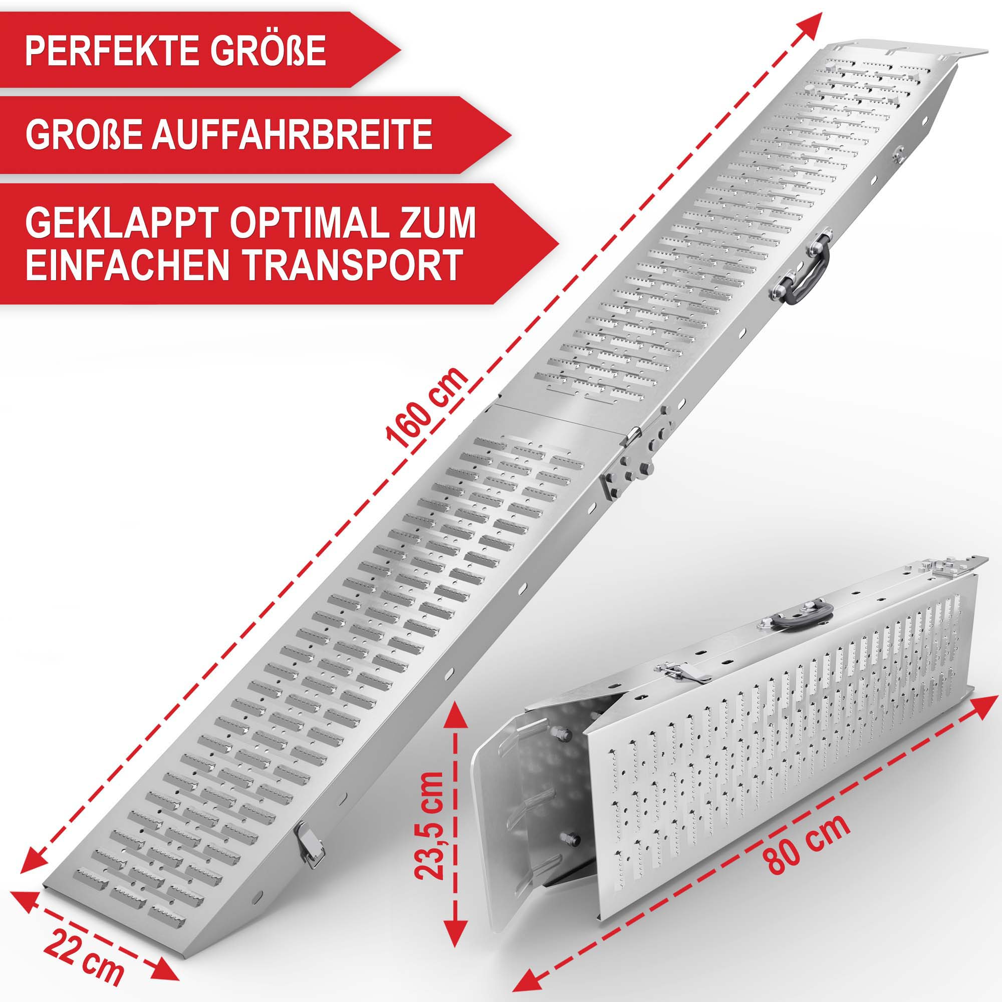 Auffahrrampe 160 cm Laenge 22 cm Breite geklappt 80 cm Laenge grosse Auffahrbreite 