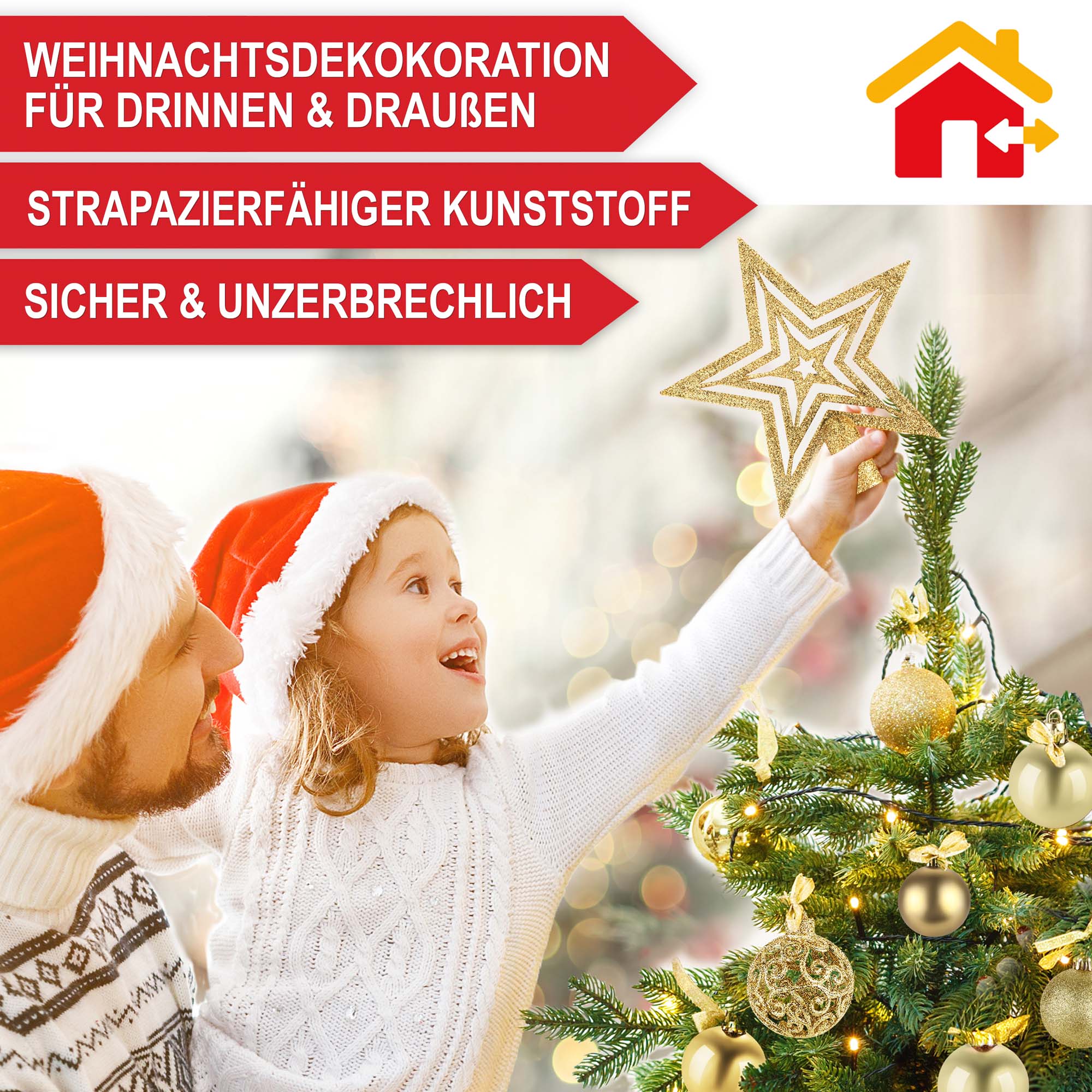 Weihnachts-dekoration aufhaengen gold