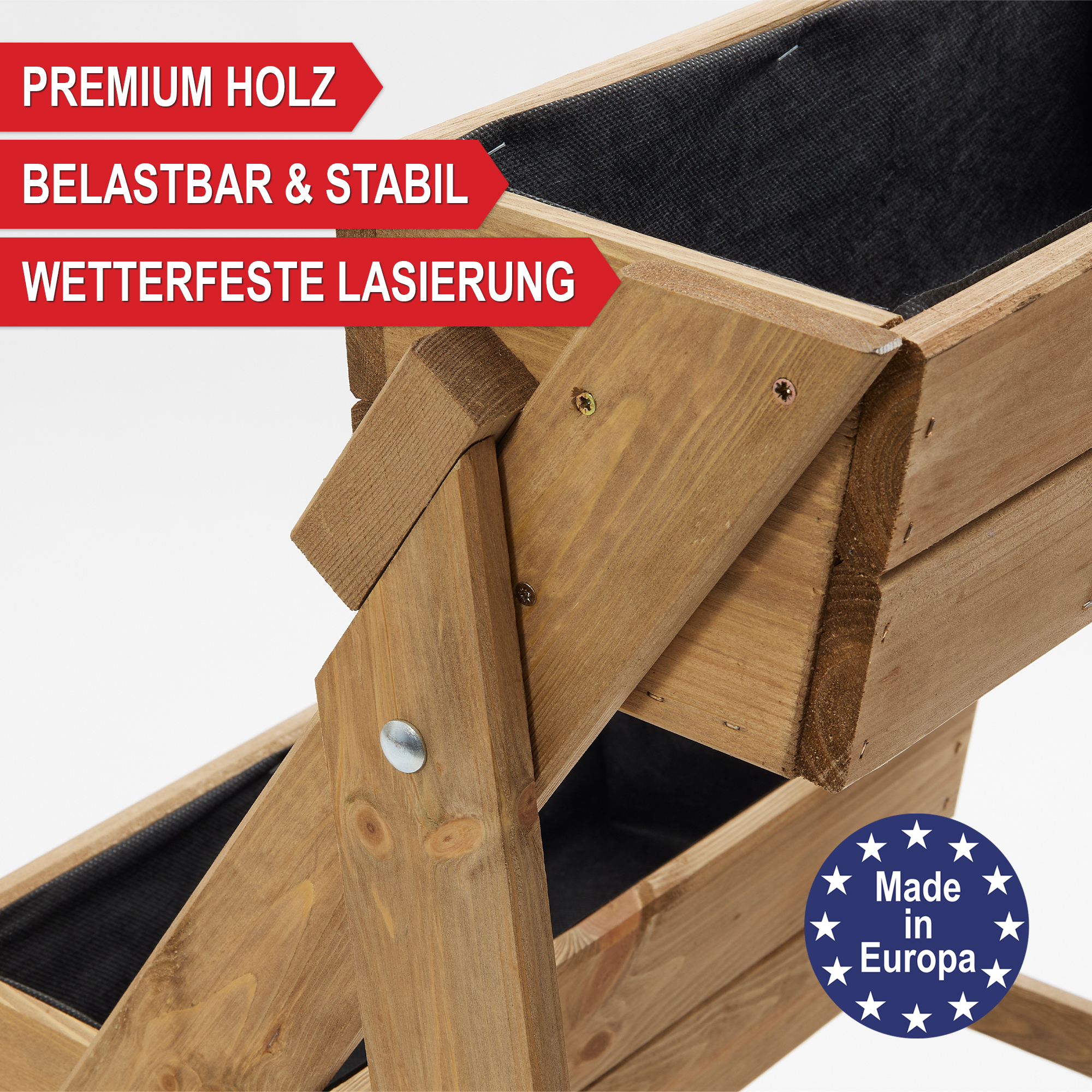 Premium Holz - belastbar und stabil - wetterfeste Lasierung - Pflanzkasten - Blumenbox - Kräuterbeet - Balkonpflanzkasten - Pflanzbehälter - Pflanzenbox - Gartenbehälter - Holzpflanzkasten - Blumenkasten - Pflanztreppe