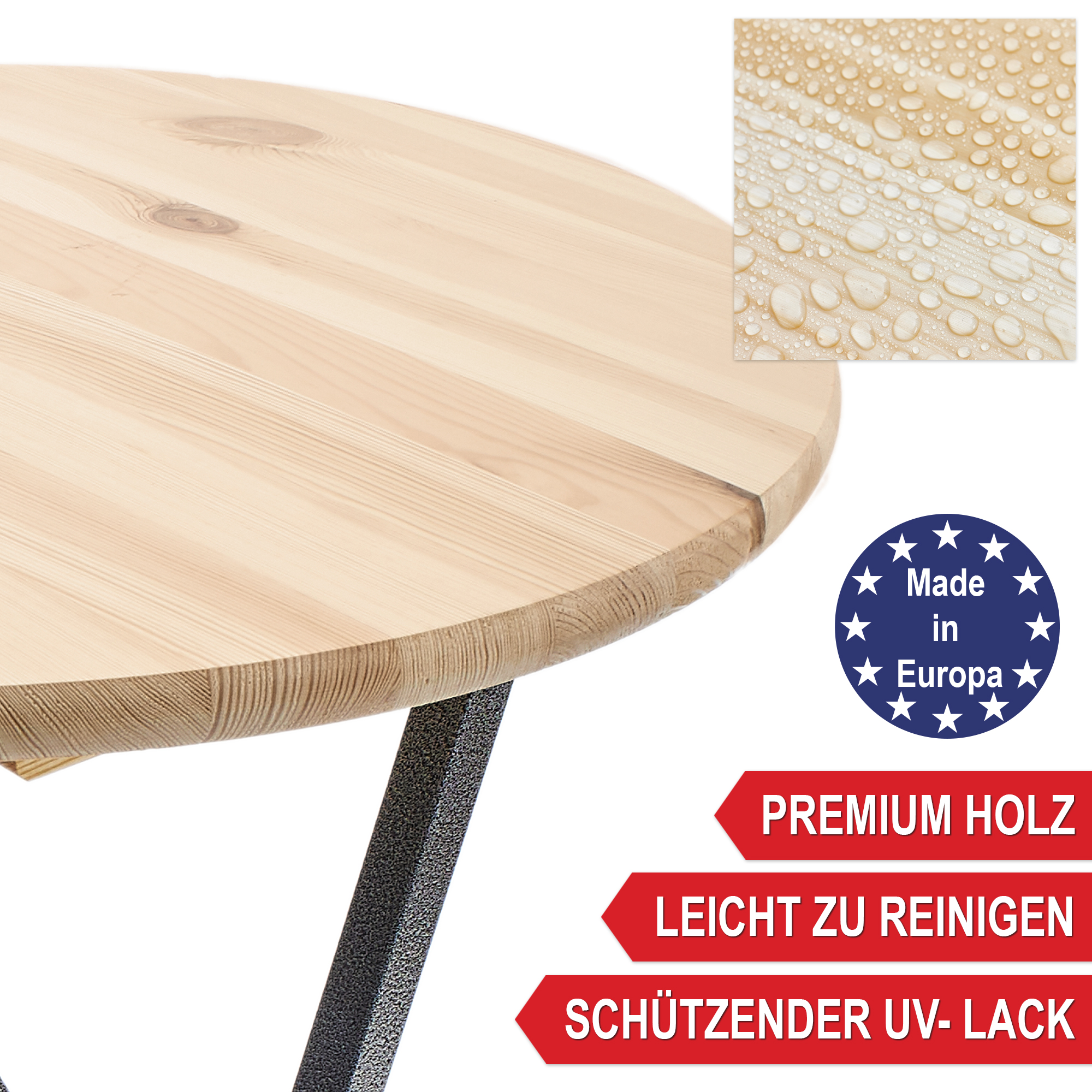  Stehtisch mit Holzplatte - Premium Holz leicht zu reinigen schützender UV-Lack - Bartisch - Hochtisch - Partytisch