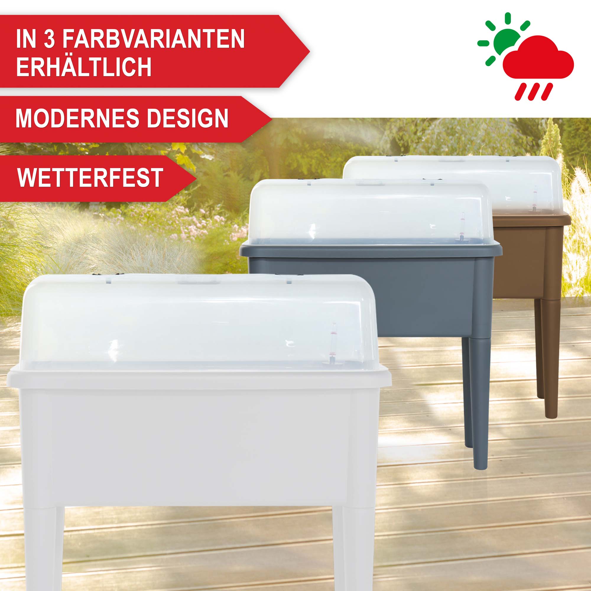 In 3 Farbvarianten erhältlich modernes Design wetterfest