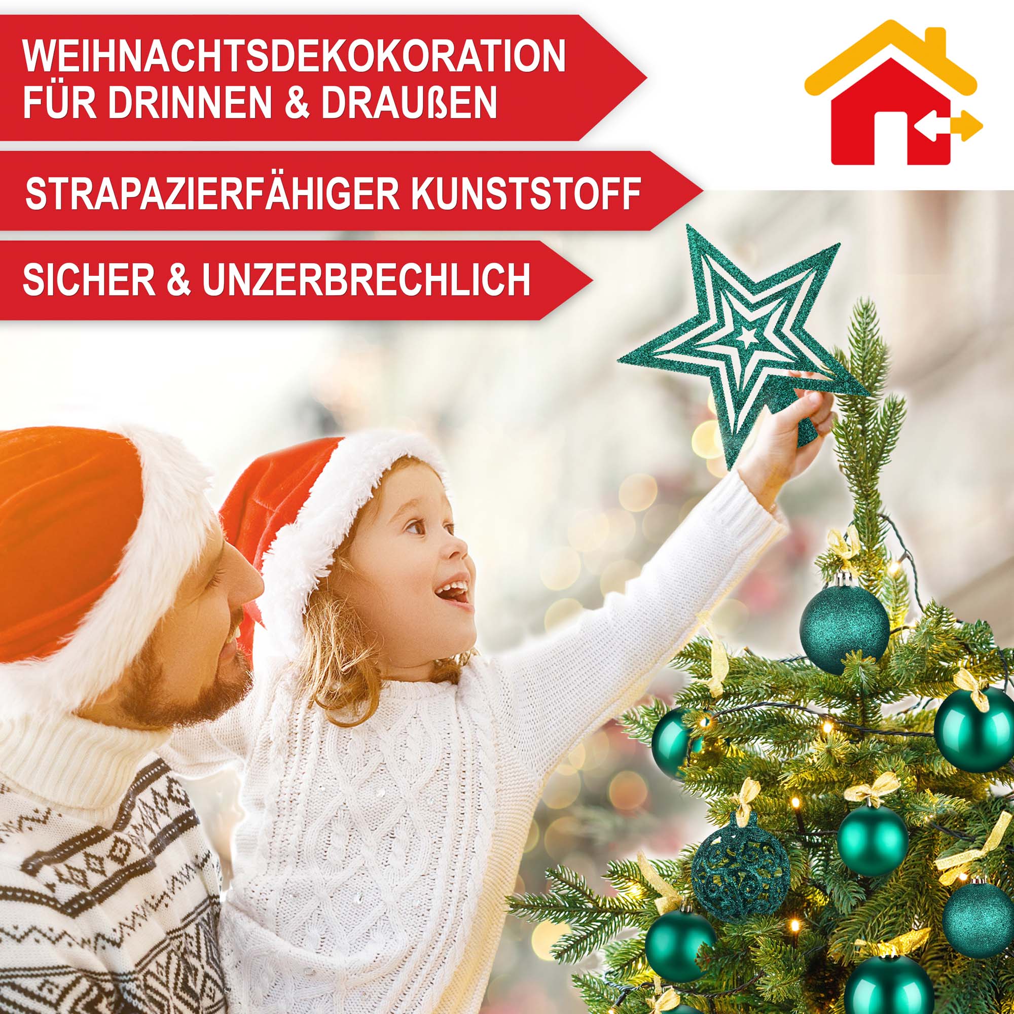 gruen Weihnachts-dekoration aufhaengen