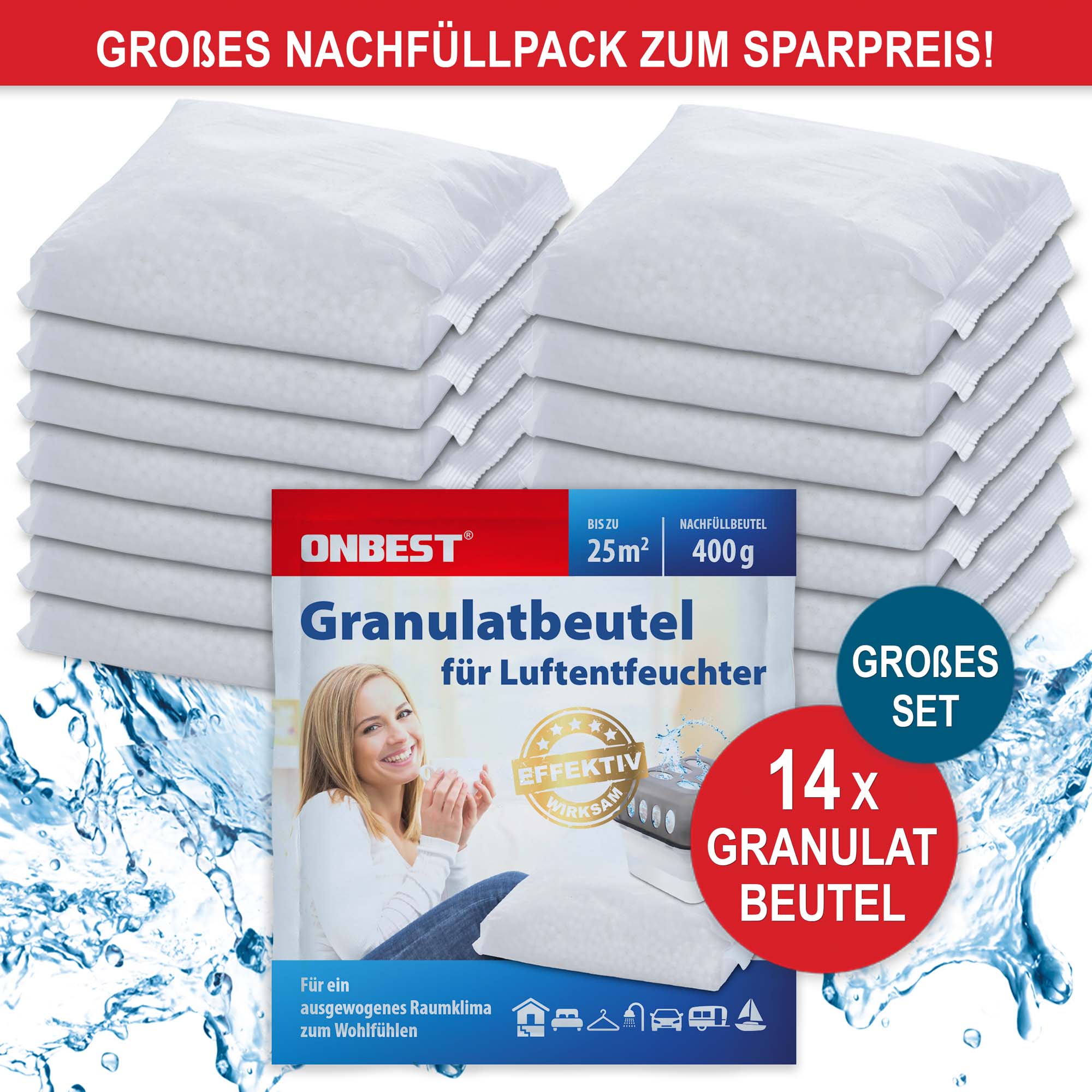 Nachfüllbeutel - Luftentfeuchter - 14 x Granulatbeutel - ONBEST - Set