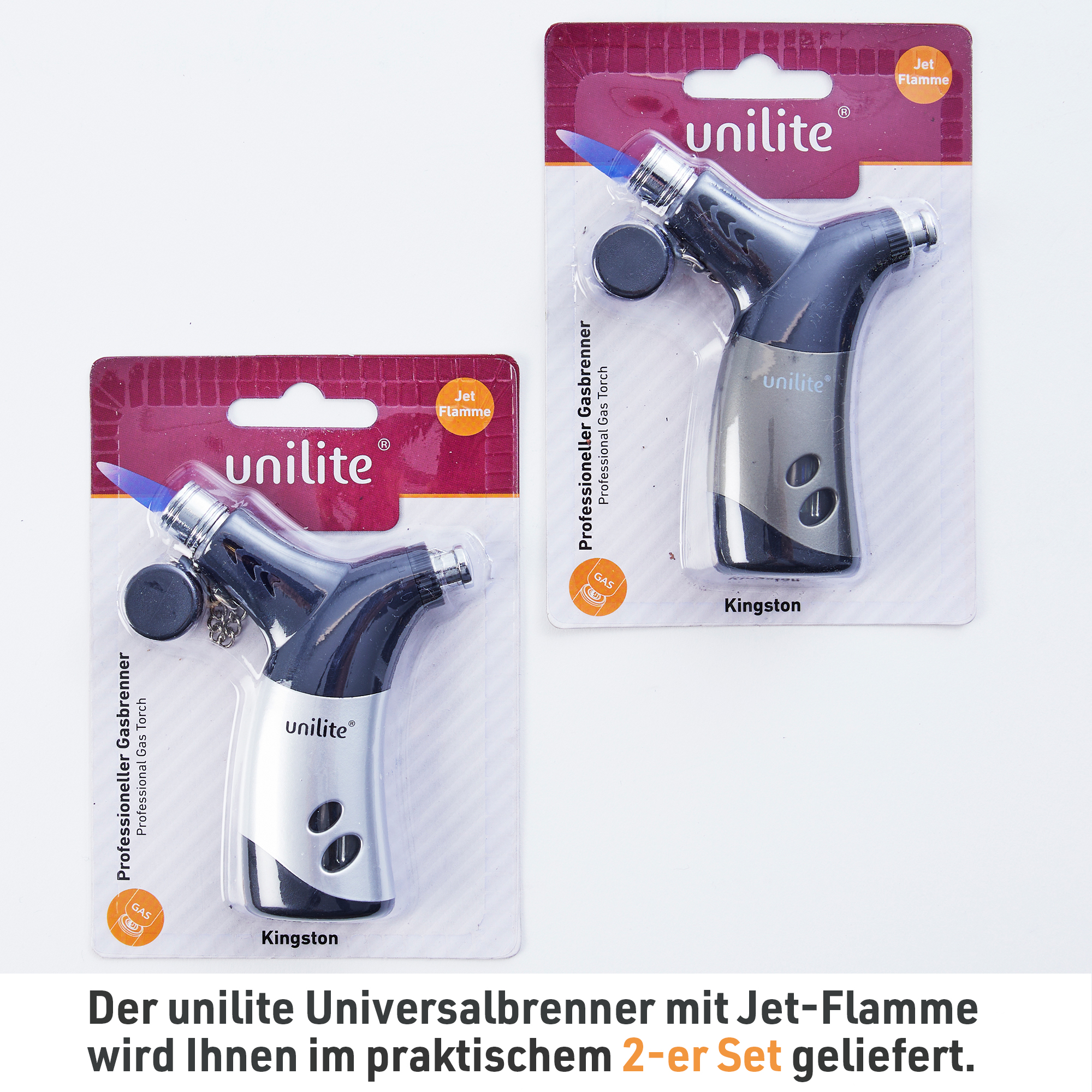 Unilite Universalbrenner mit Jet-Flamme im praktischen 2er-Set geliefert