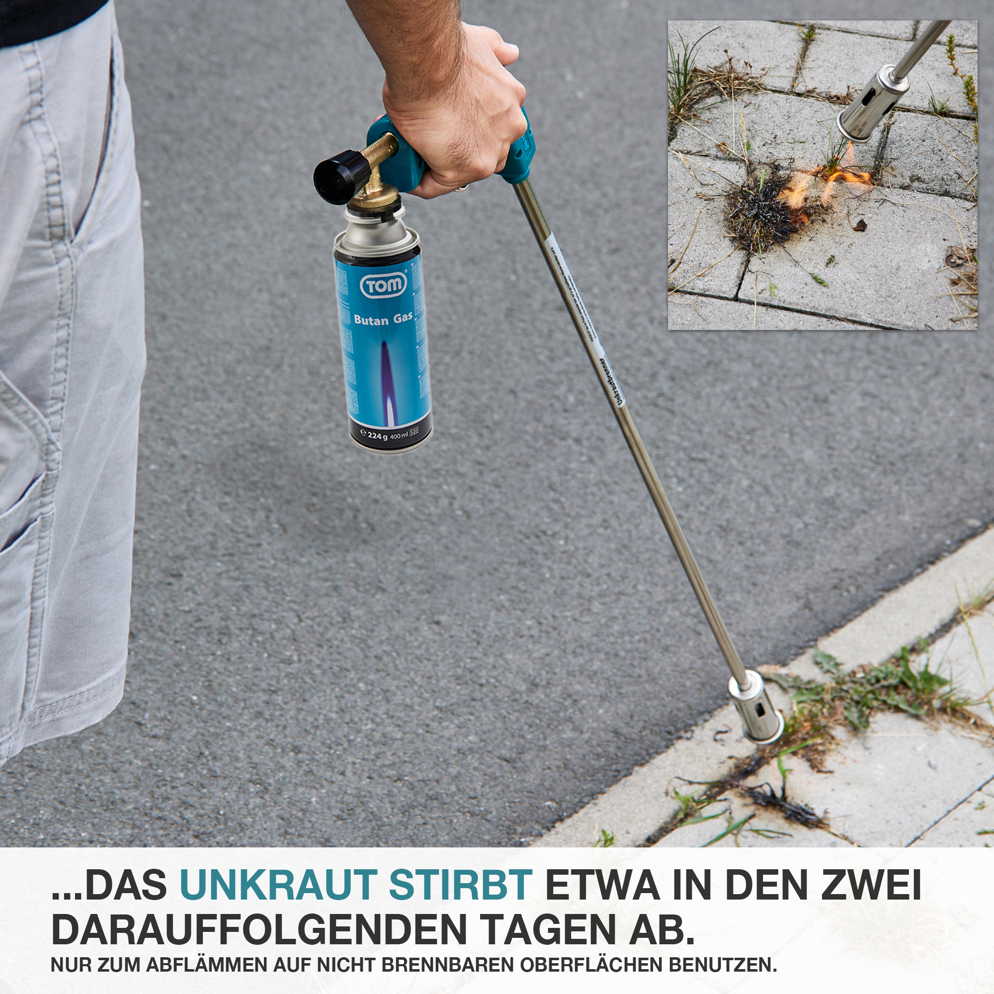 Unkrautbrenner UB-300 - Unkraut weg in zwei Tagen - Abflammen - Gartenpflege - Terrasse - Einfache Handhabung