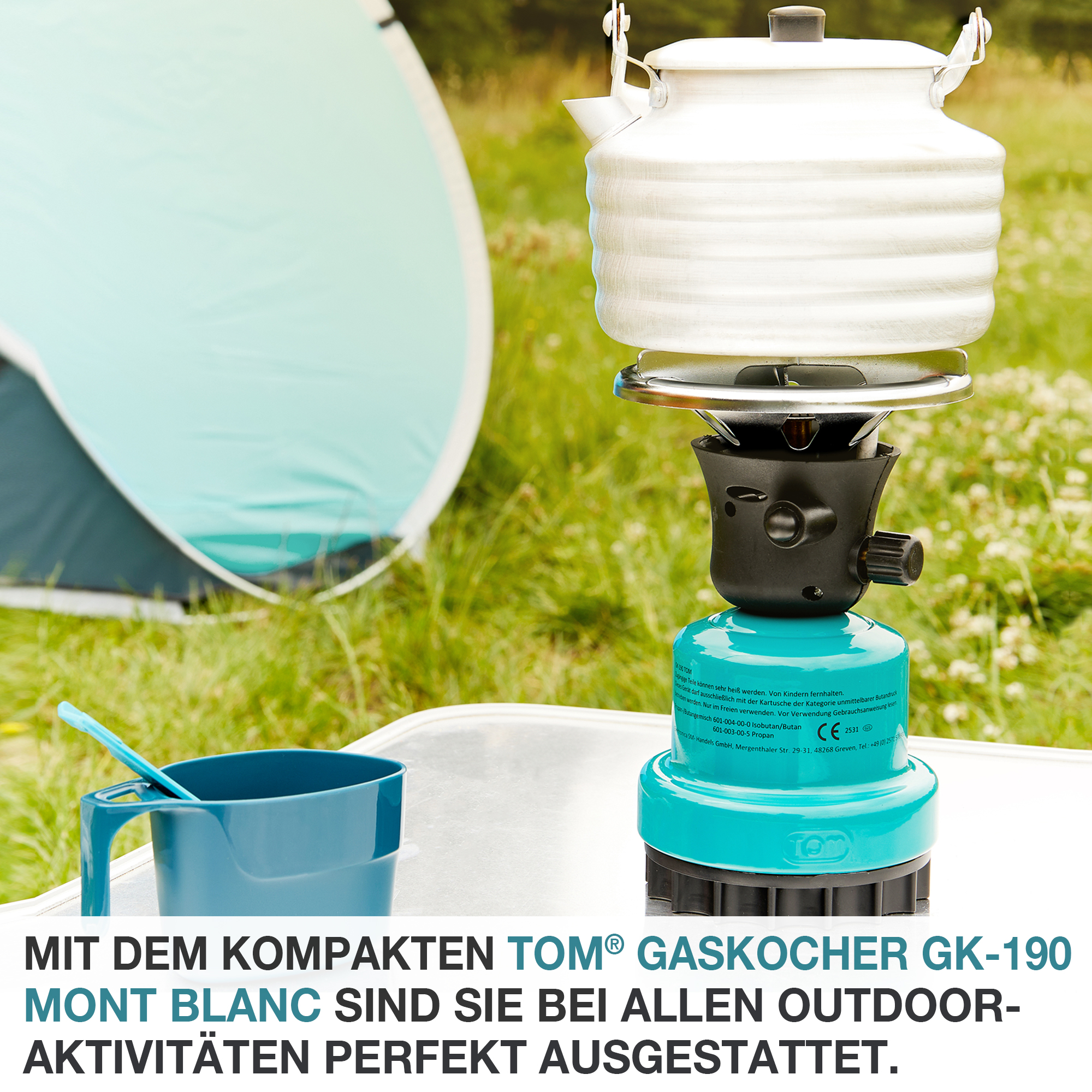 Mit dem kompakten TOM Gaskocher GK-190 Mont Blanc sind Sie bei allen Outdoor-Aktivitäten perfekt ausgestattet