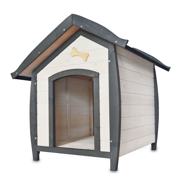 Hundehütte Bella in stilvollem Design gefertigt aus robustem Holz für den optimalen Schutz von Hunden im Freien