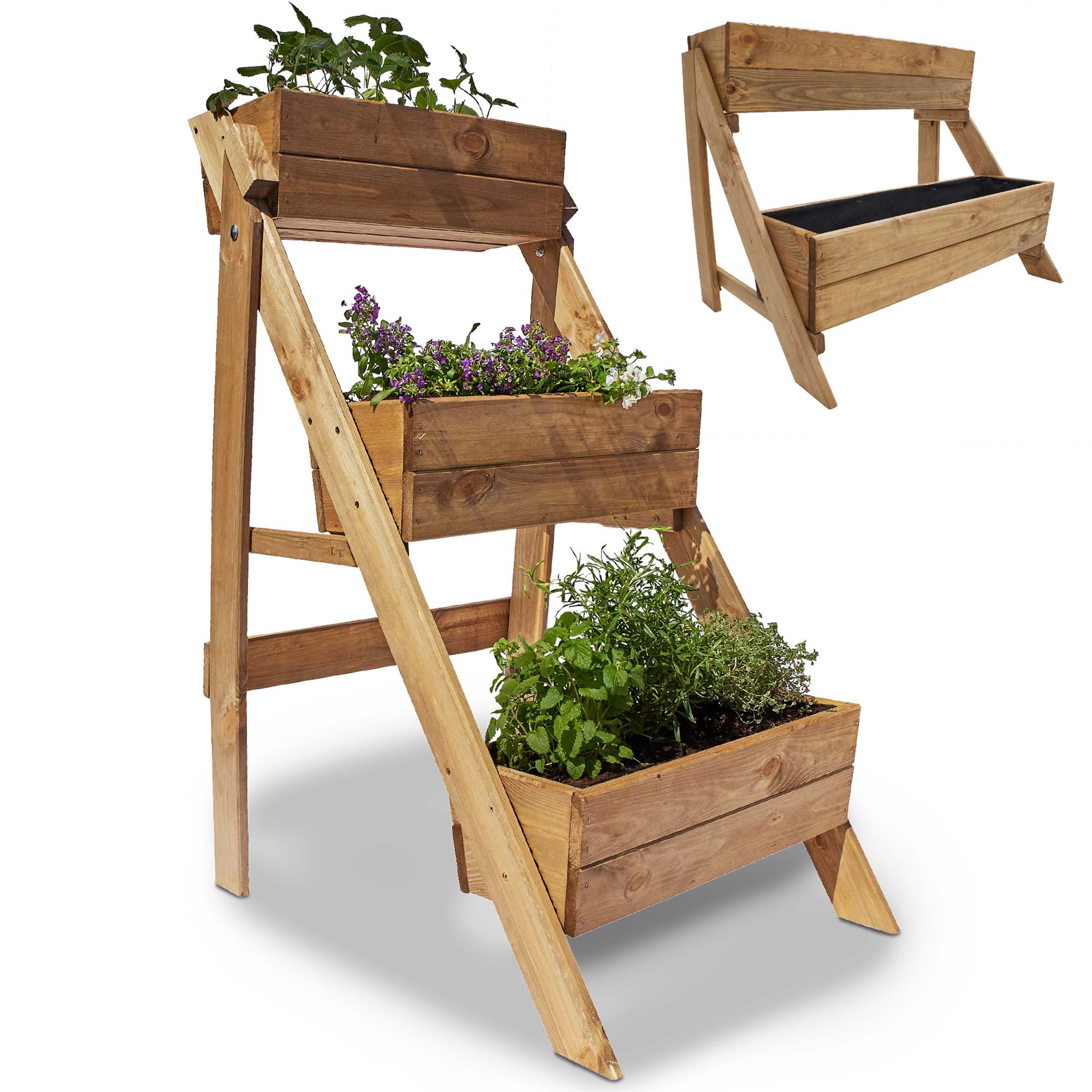 Pflanztreppe - Hochbeet - Pflanzenleiter - Pflanzenbox - Kräuterbeet - Gartenregal - Pflanzbehälter - Blumenkasten - Balkonpflanzkasten - Gartendeko - Pflanzenkübel - Pflanzgestell