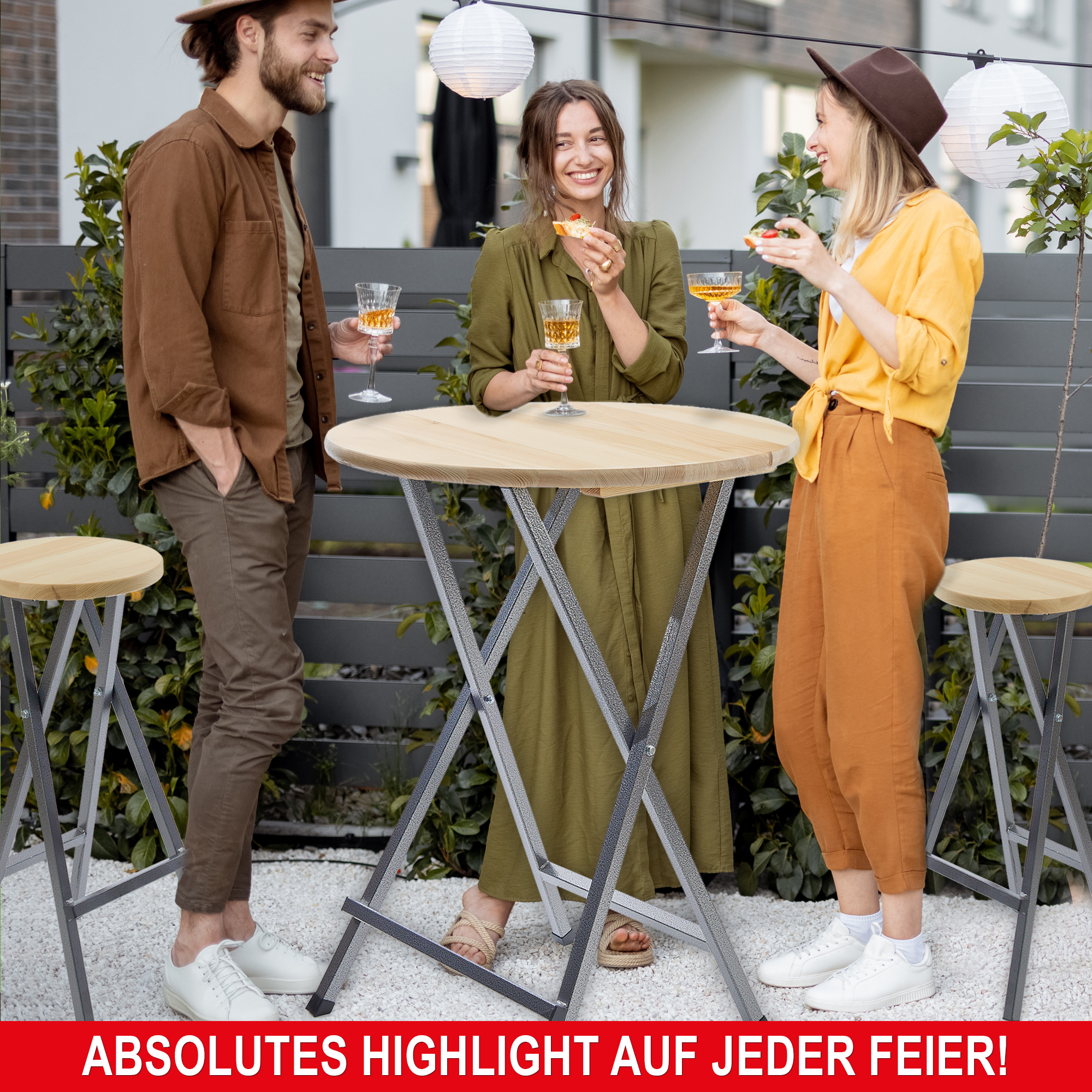 Stehtisch Set - Absolutes Highlight auf jeder Feier! - Bistrotisch - Partytisch - Klapptisch