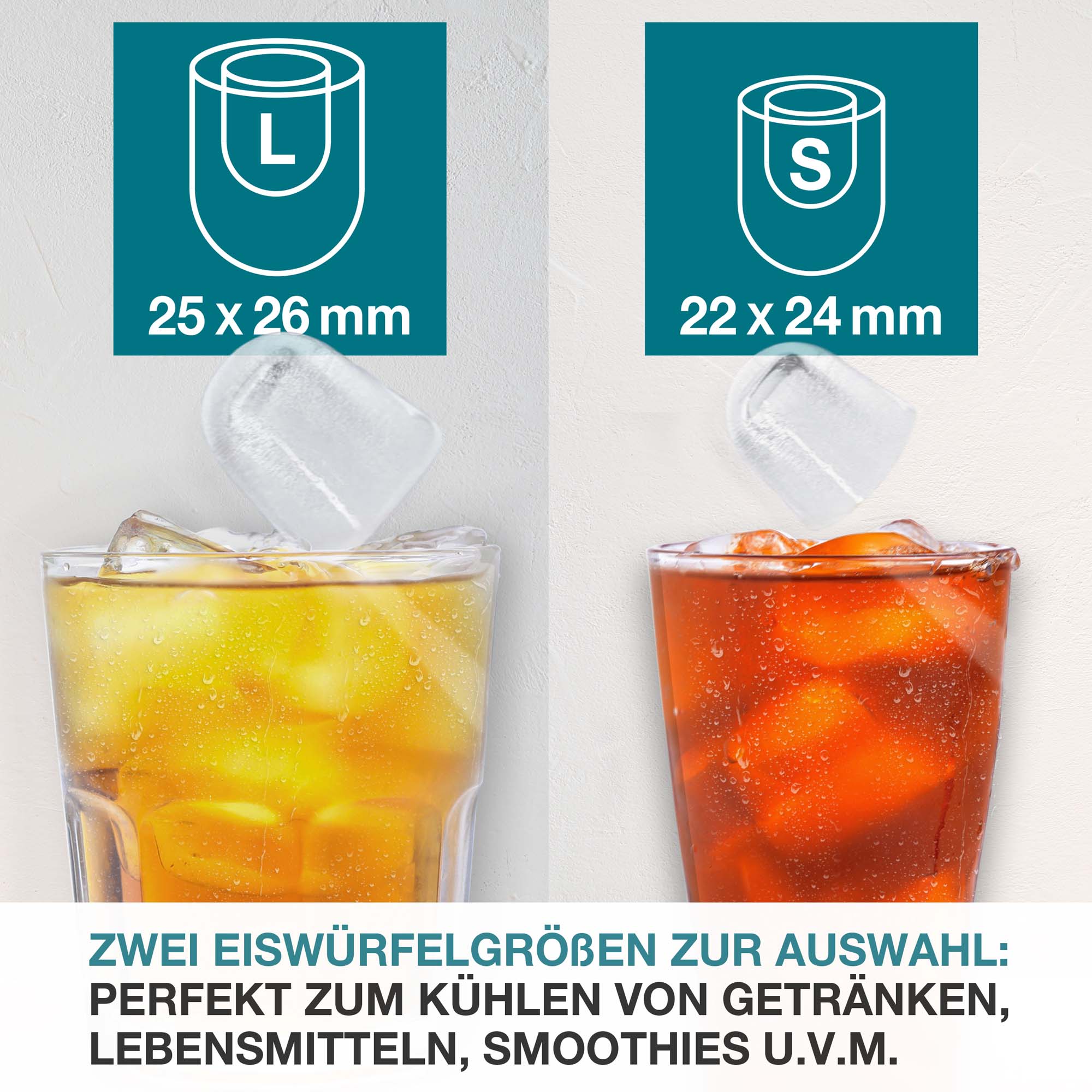 Eiswürfelmaschine IC-120 schwarz – Zwei Eiswürfelgrößen zur Auswahl – Perfekt zum Kühlen von Getränken – Ideal für Smoothies – Geeignet für Lebensmittel – Kompakte Eiswürfel – Optimale Kühlung – 25 x 26 mm und 22 x 24 mm – Einfache Anwendung