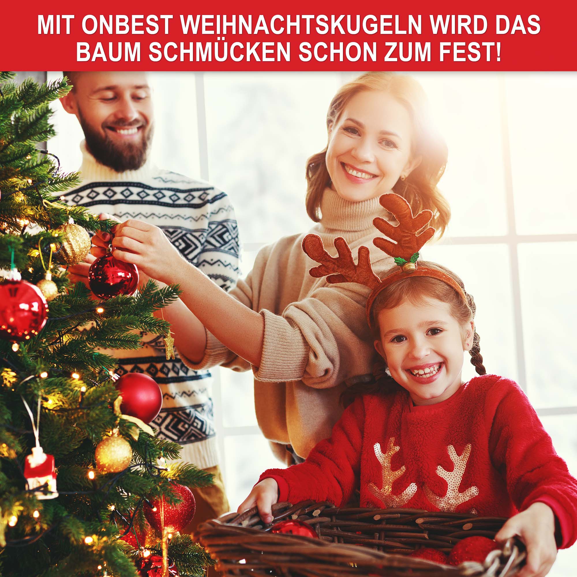 ONBEST Weihnachtskugeln baum schmuecken rot