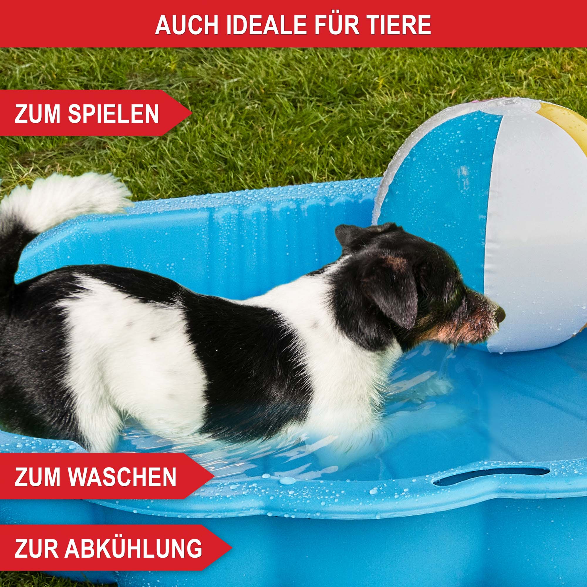 Auch ideal für Tiere - zum Spielen - zum Waschen - zur Abkühlung - Sandkasten Muschel Blau - wetterfest - für Kinder ab 1 Jahr - langlebig - robust - UV-beständig