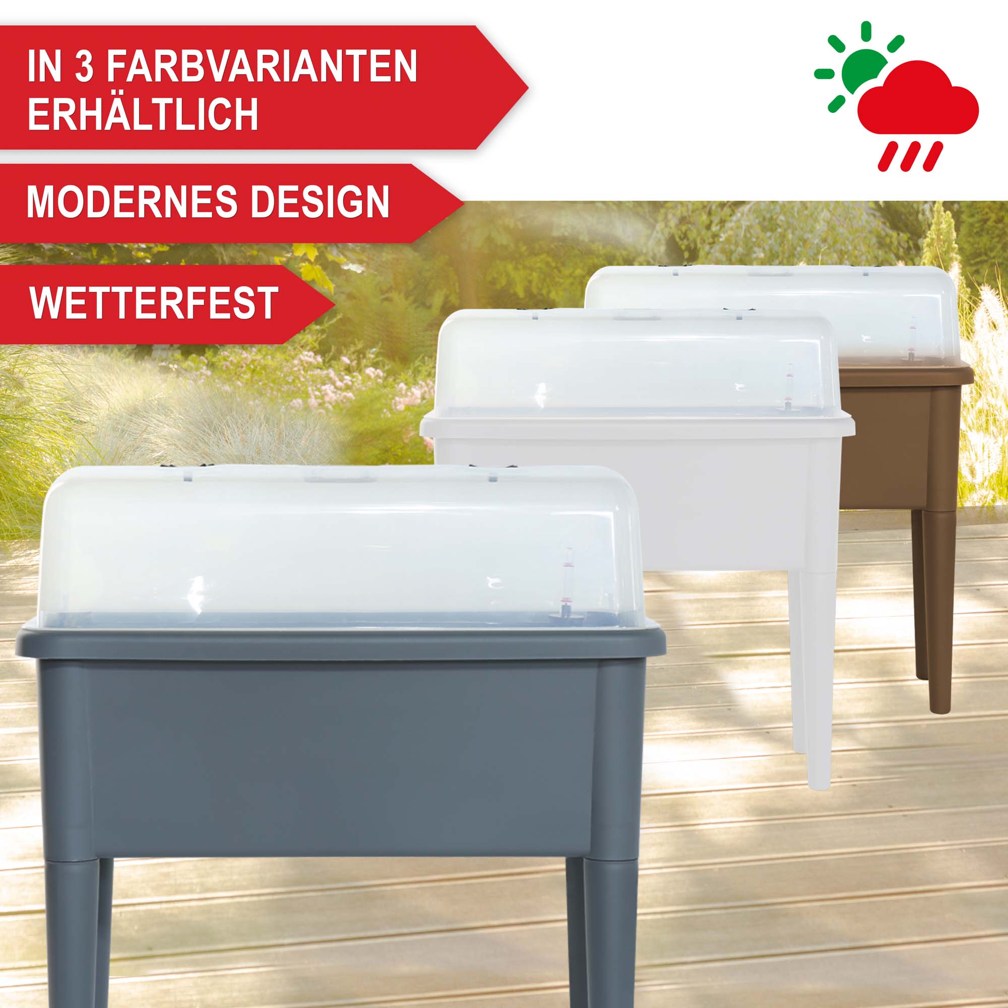 In 3 Farbvarianten erhältlich modernes Design wetterfest