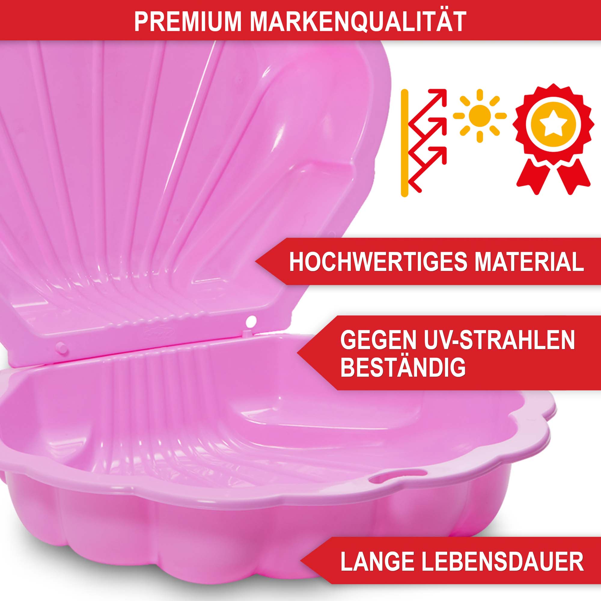 Premium Sandkasten pink - hochwertiges Material - UV-beständig - langlebig - Sandmuschel - Kinderspielzeug - Outdoor-Sandkasten - Gartenspielzeug - Spielmuschel - Kinder-Sandkasten - wetterfest