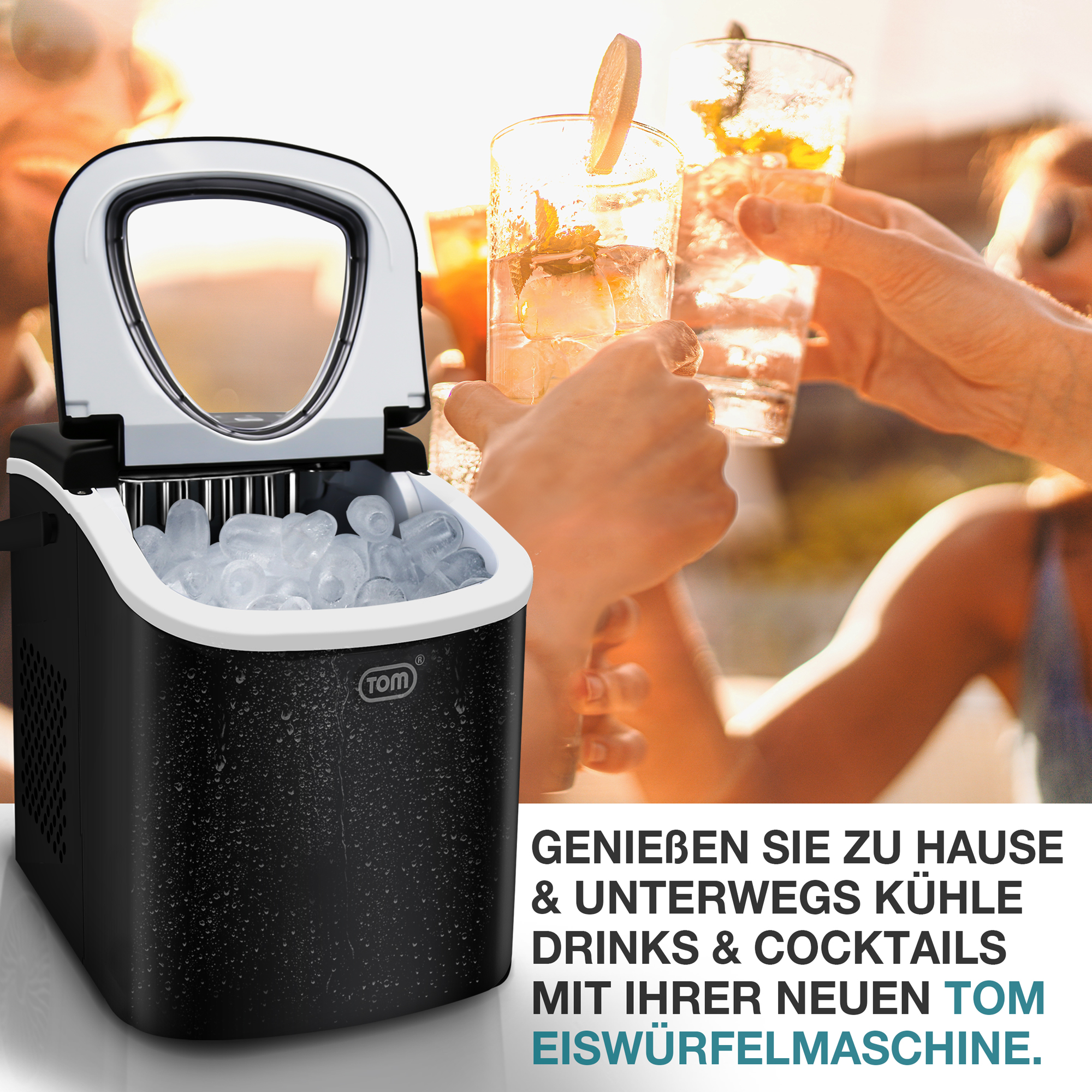 Kühlbox - Eiswürfelmaschine  schwarz für kühle Drinks und Cocktails - TOM 