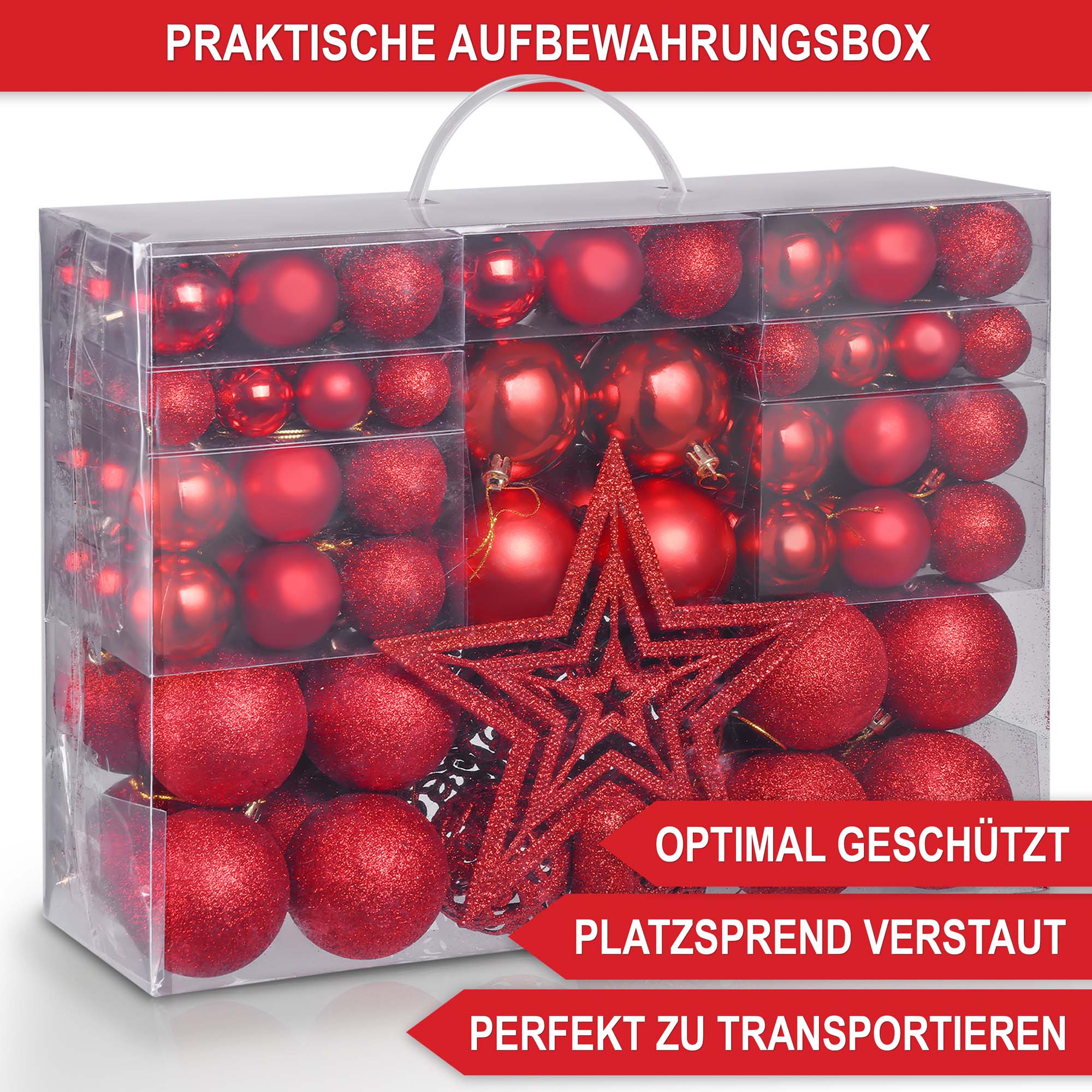 Weihnachtskugeln Aufbewahrungsbox rot