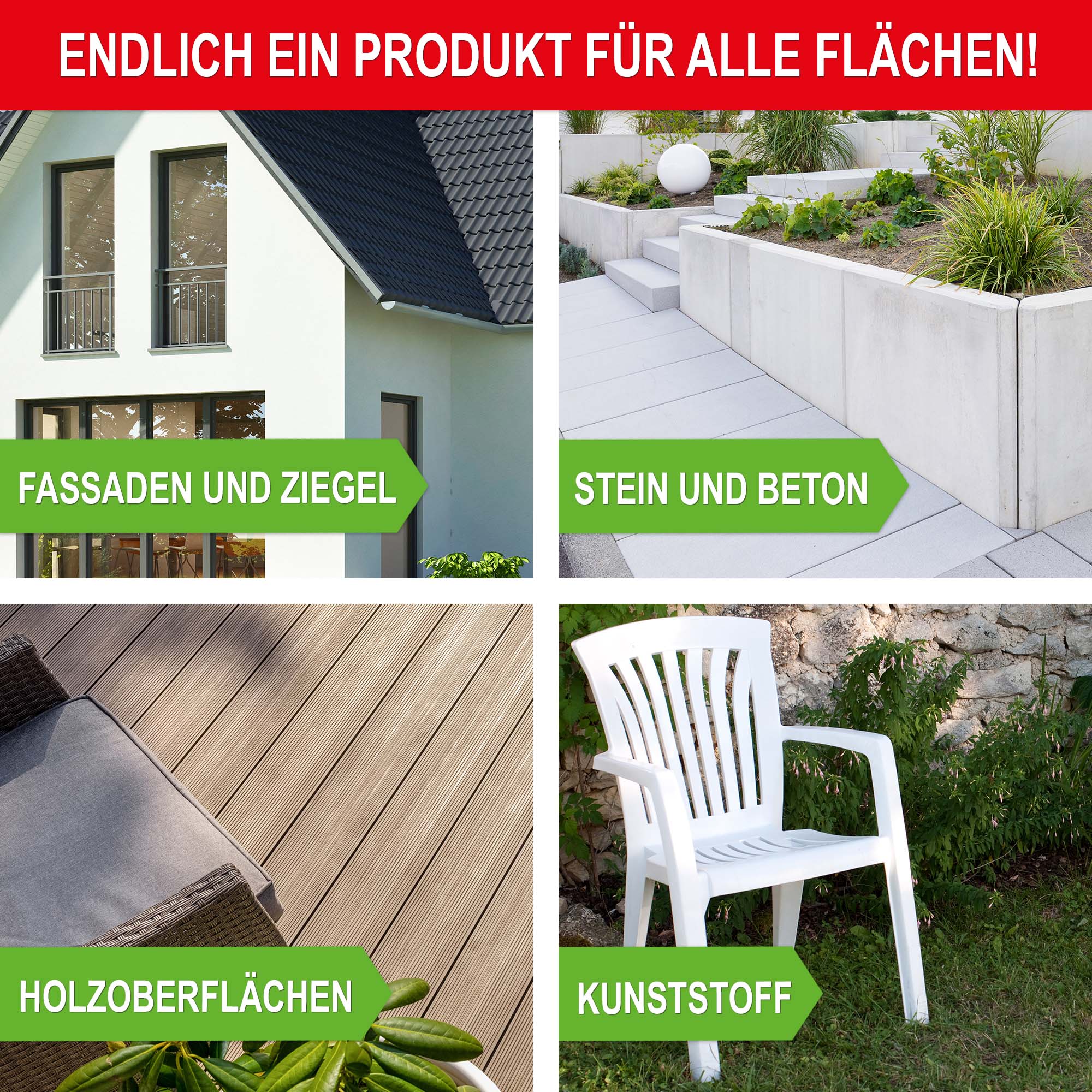 Produkt für alle Flaechen Fassaden Ziegel Stein Beton Holzoberflaechen Kunststoff