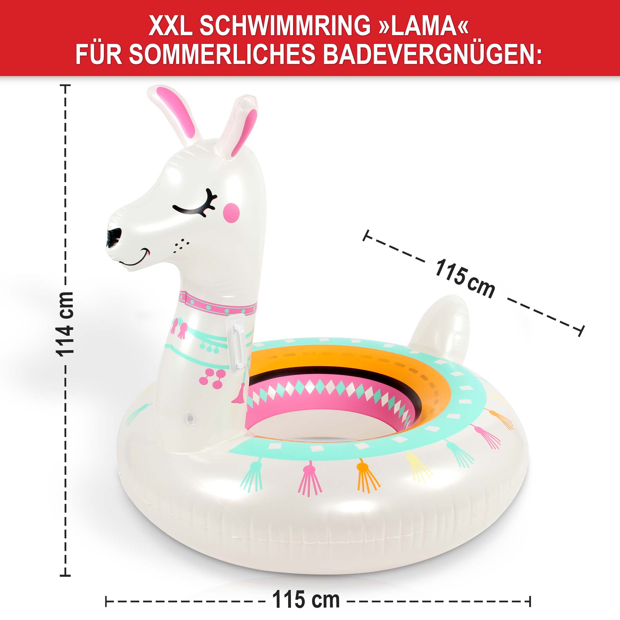 XXL Schwimmring Lama 115 x 114 cm ideal für sommerliches Badevergnügen robust und stabil