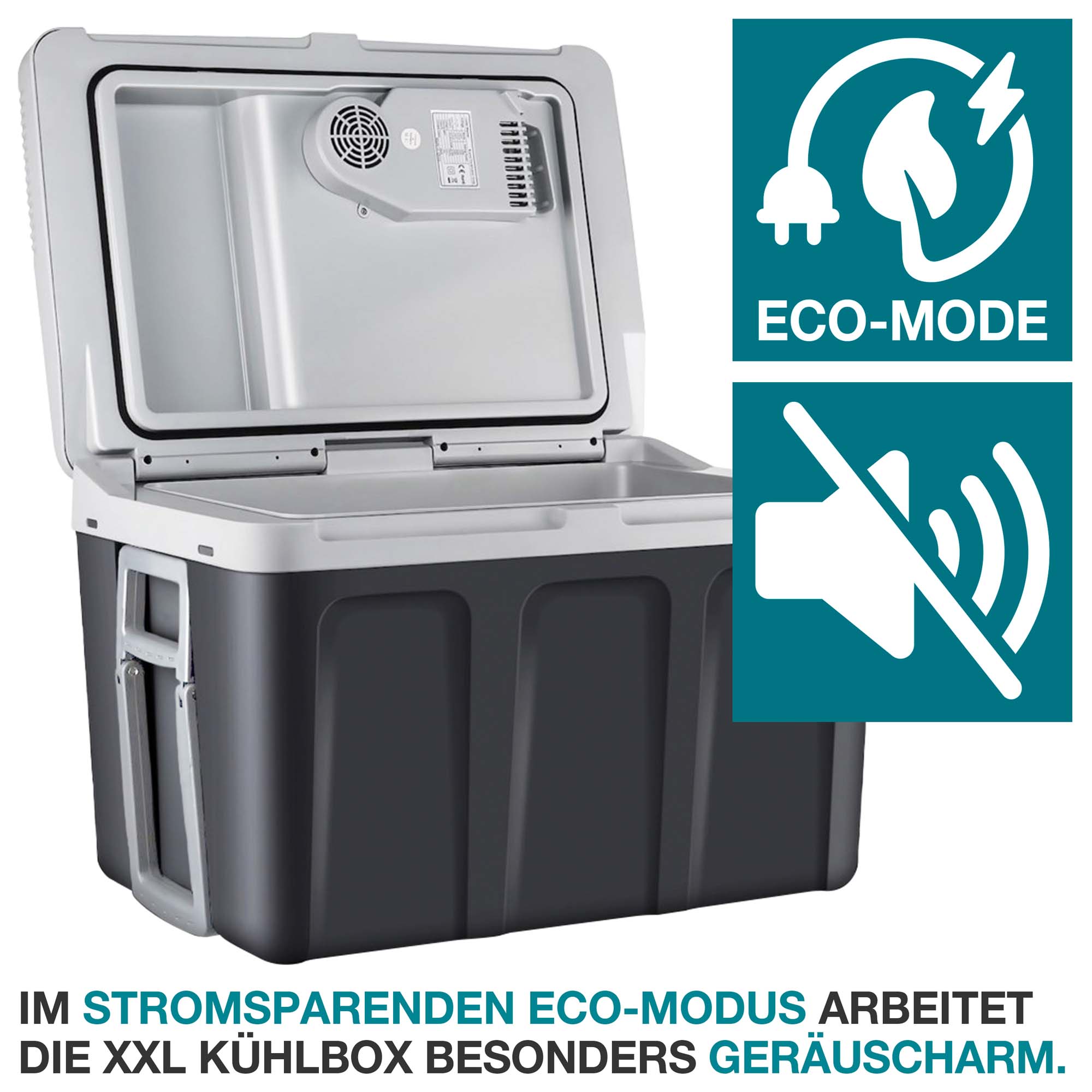 Kühlbox Grau – Thermoelektrische Kühlbox – Mobiler Kühlschrank – Camping-Kühlbox – Auto-Kühlbox – Reise-Kühlbox – Elektrische Kühlbox – Isolierbox – Tragbare Kühlbox – Picknick-Kühlbox - Eco-Mode