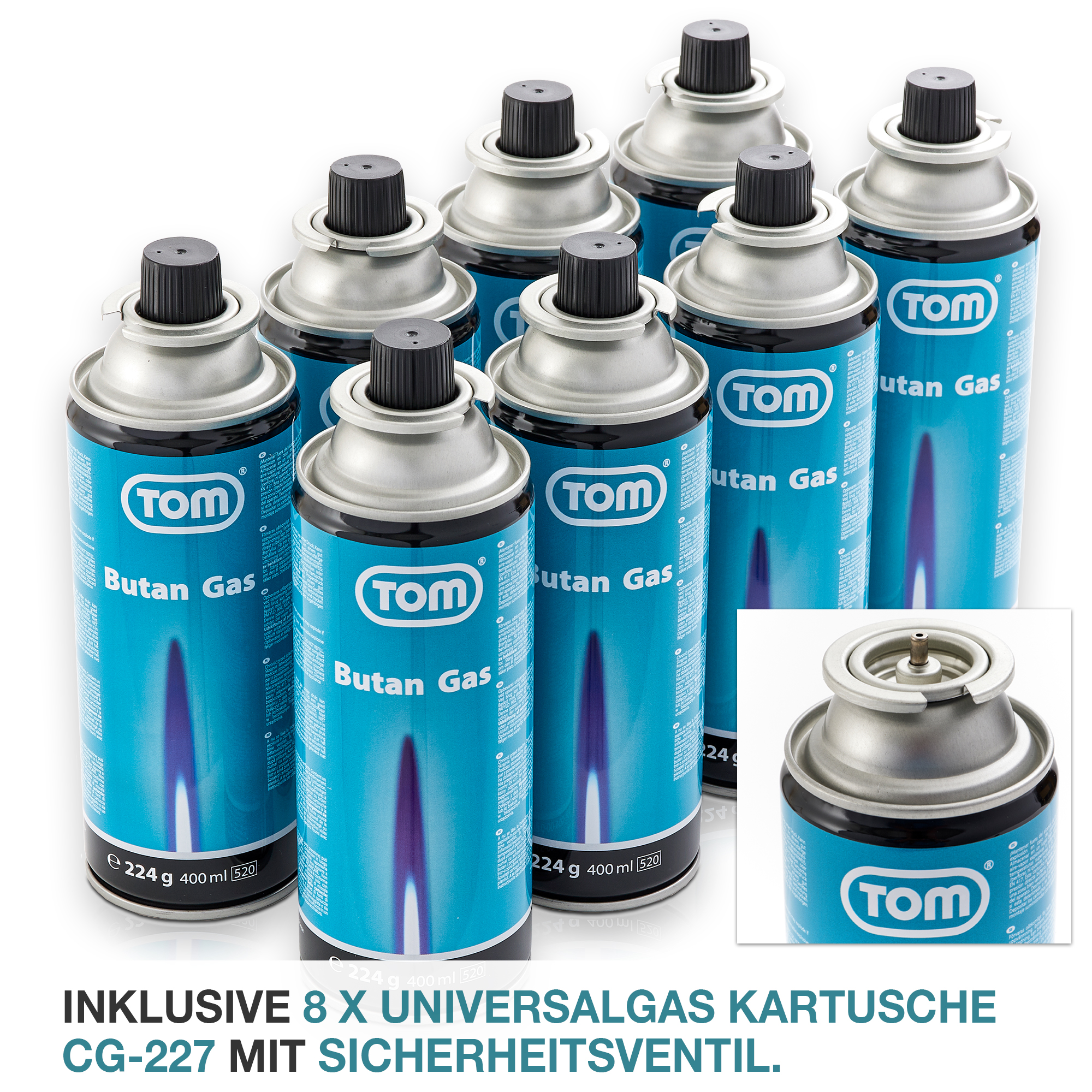 Unkrautbrenner UB-300 inklusive 8 x Universalglas Kartusche CG-227 mit Sicherheitsventil - Abflammen - nachhaltig - umweltfreundlich - einfache Handhabung