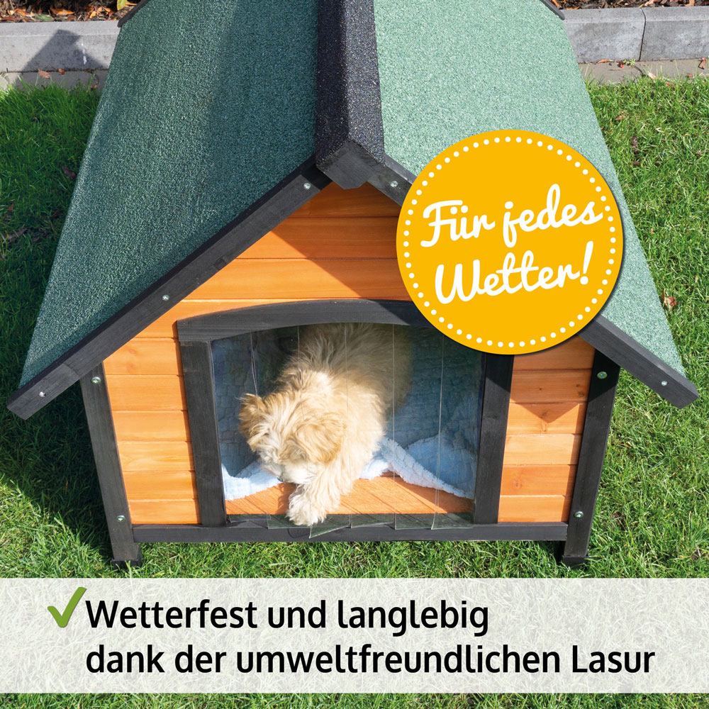 Hundehütte Luna L wetterfest und langlebig dank umweltfreundlicher Lasur für optimalen Schutz bei jedem Wetter