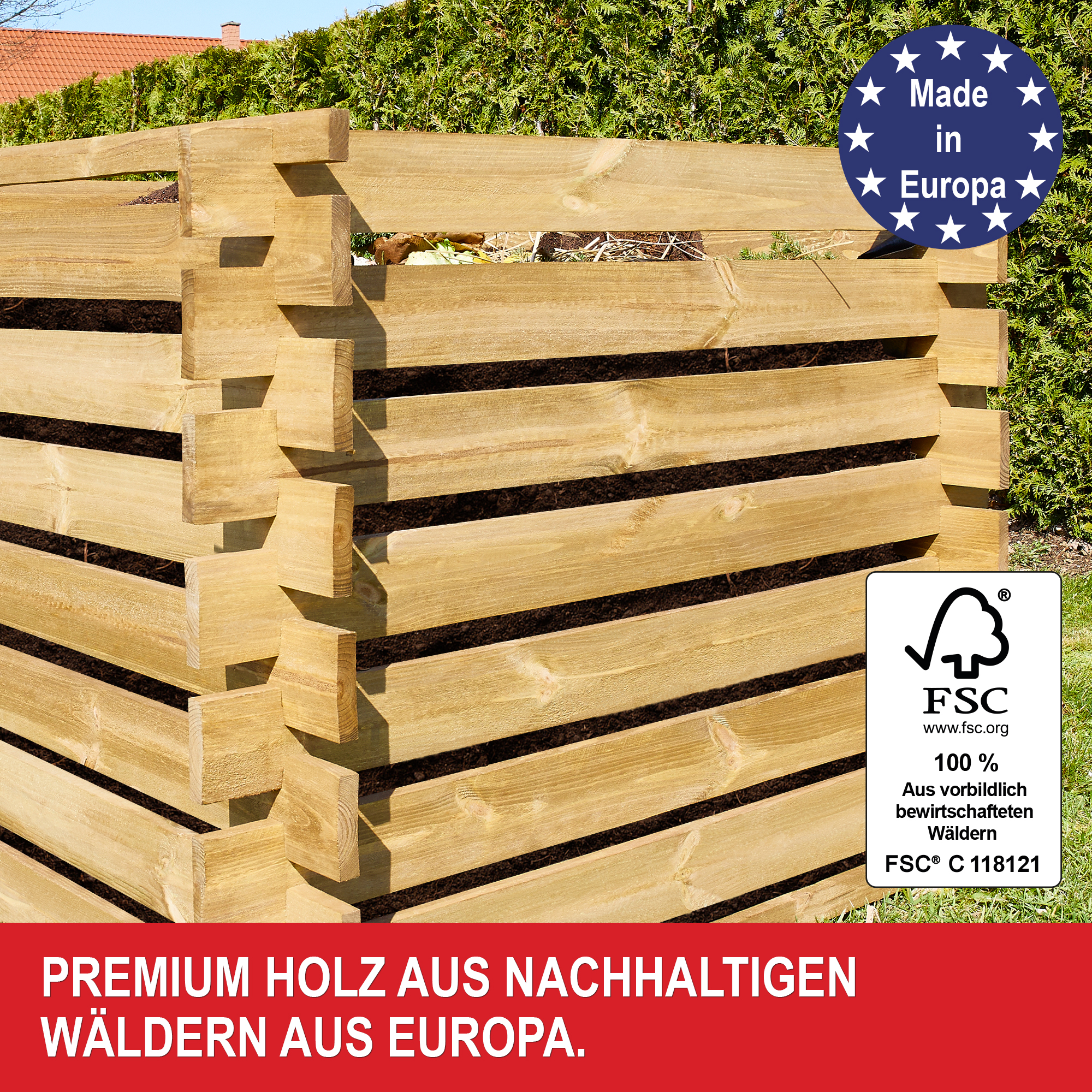  Premium Holz aus nachhaltigen Wäldern aus Europa Komposter aus Holz