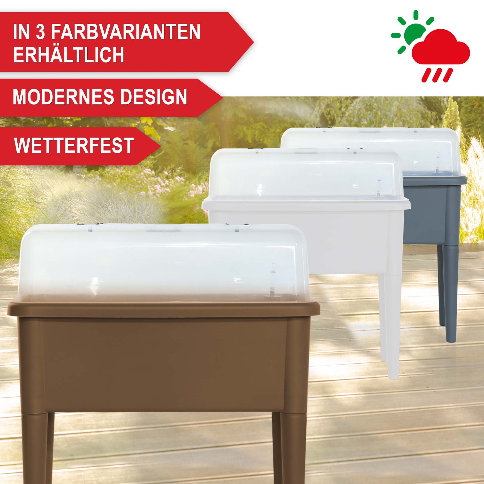 In 3 Farbvarianten erhältlich modernes Design wetterfest