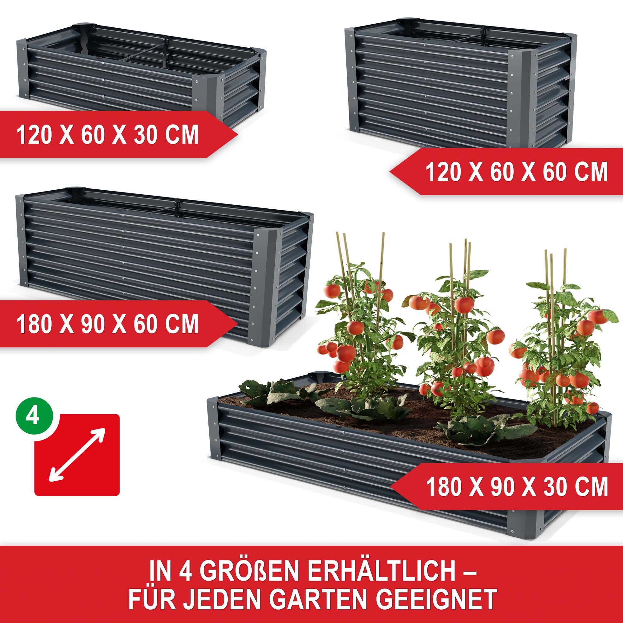 In 4 Größen erhältlich für jeden Garten geeignet