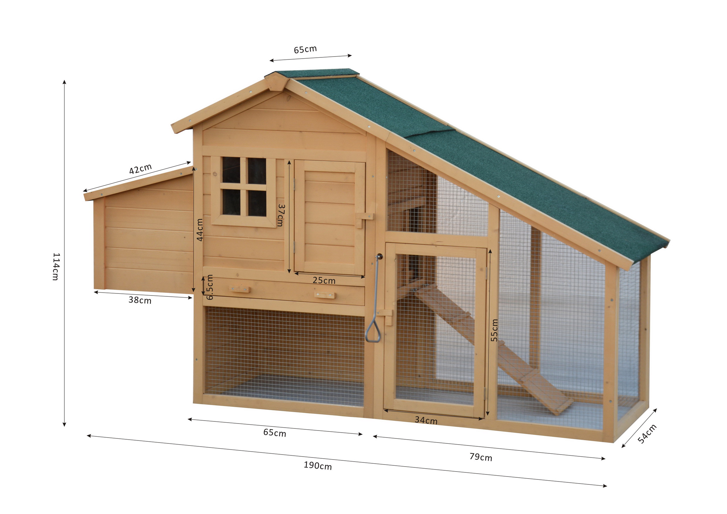 Hühnervoliere Komfort bietet ein geräumiges und funktionales Design mit den Maßen 190 cm Länge 114 cm Höhe und einem gut durchdachten Aufbau für eine optimale Hühnerhaltung ideal für kleinere Gruppen und eine komfortable Umgebung