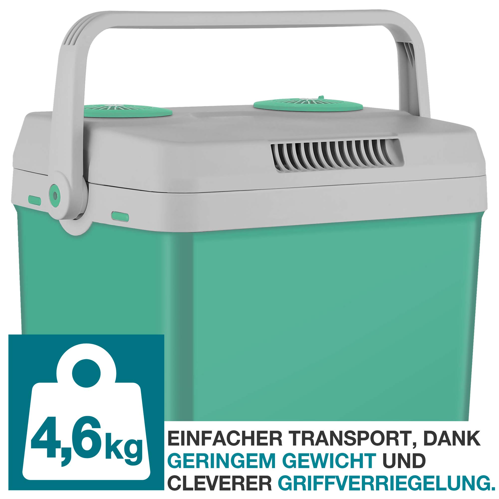 Kühlbox grün - 4,6 kg - Griffverrieglung - Speisekühler - Kühltasche - Tragbare Kühlbox - kühlen - Box - Camping - Thermobox