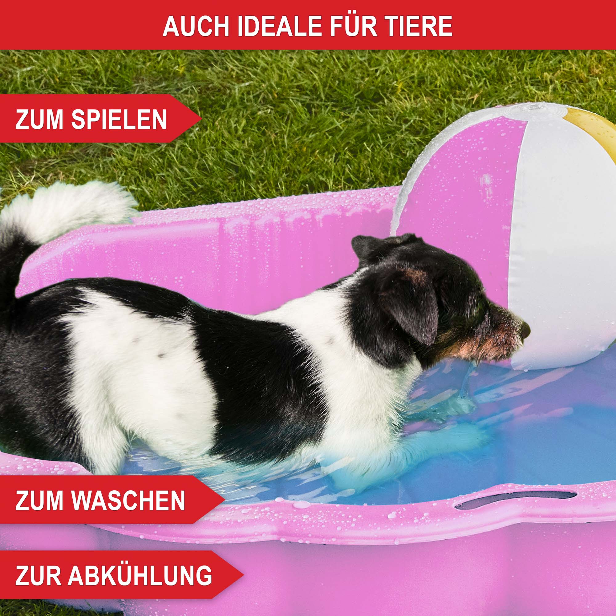 Auch ideal für Tiere - zum Spielen - zum Waschen - zur Abkühlung - Sandkasten Muschel Pink - wetterfest - für Kinder ab 1 Jahr - langlebig - robust - UV-beständig