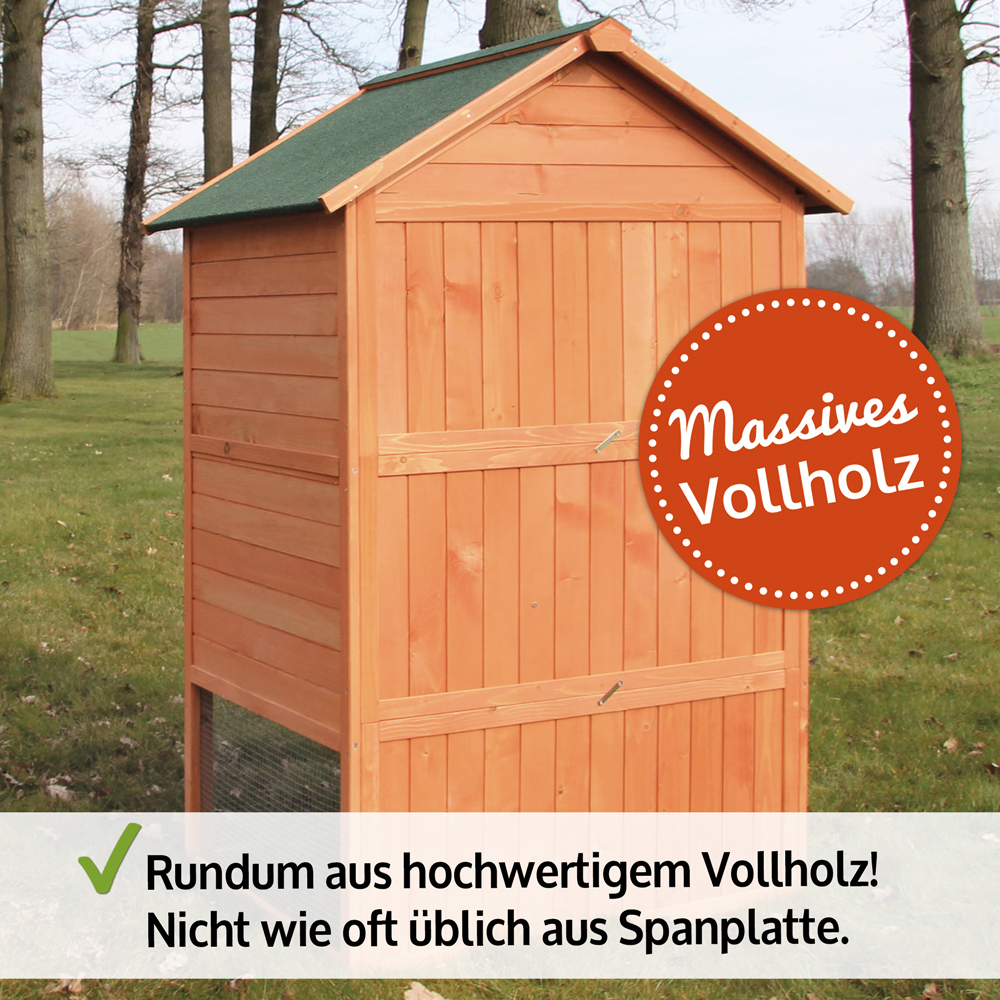 Hasenstall Jumbo aus massivem Vollholz gefertigt robust und langlebig nicht aus Spanplatte für eine stabile und sichere Unterbringung deiner Tiere im Garten