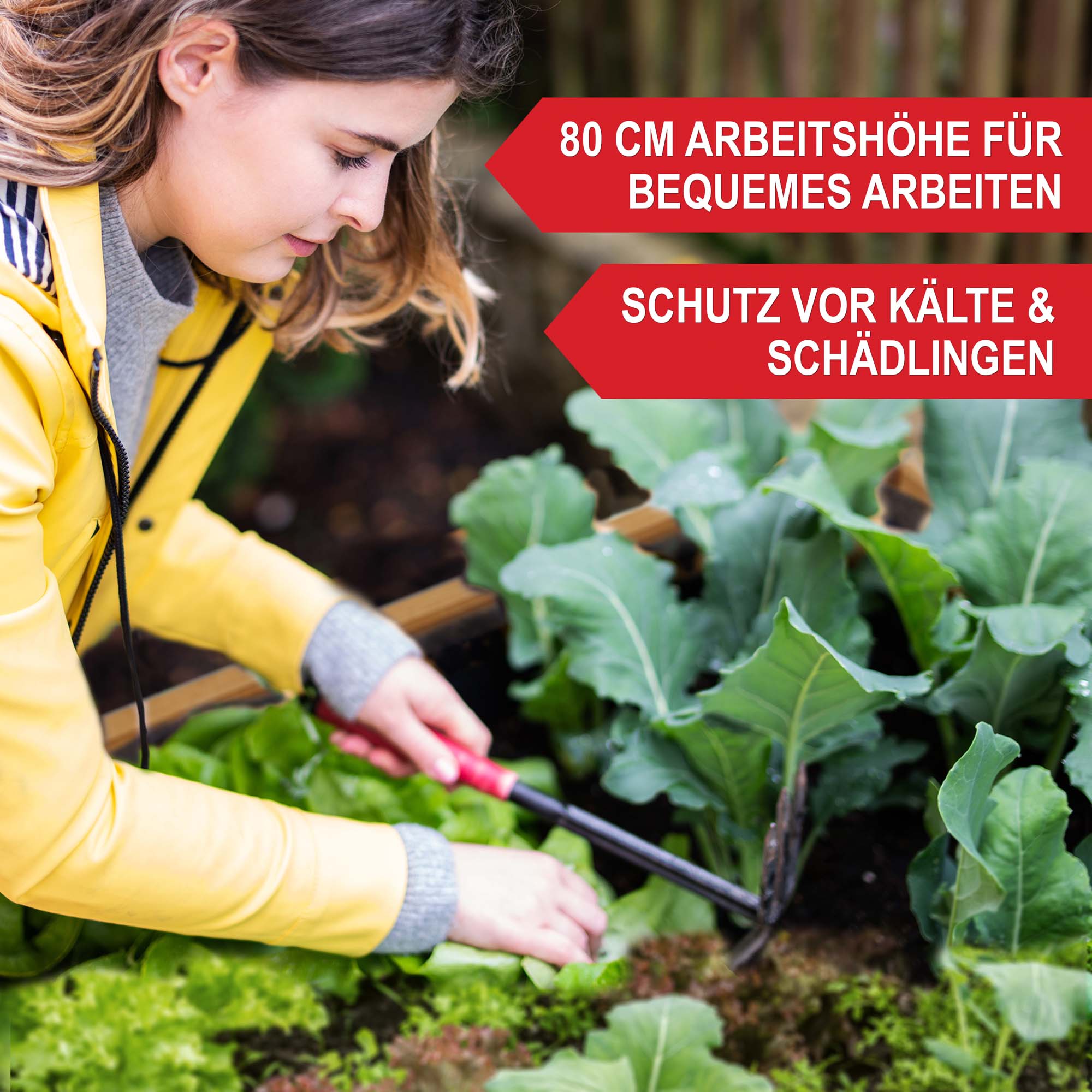 Hochbeet Summer XXL - 80 cm Arbeitshöhe für bequemes Arbeiten - Schutz vor Kälte & Schädlingen - Pflanzenbeet - Pflanzkasten - Blumenkasten