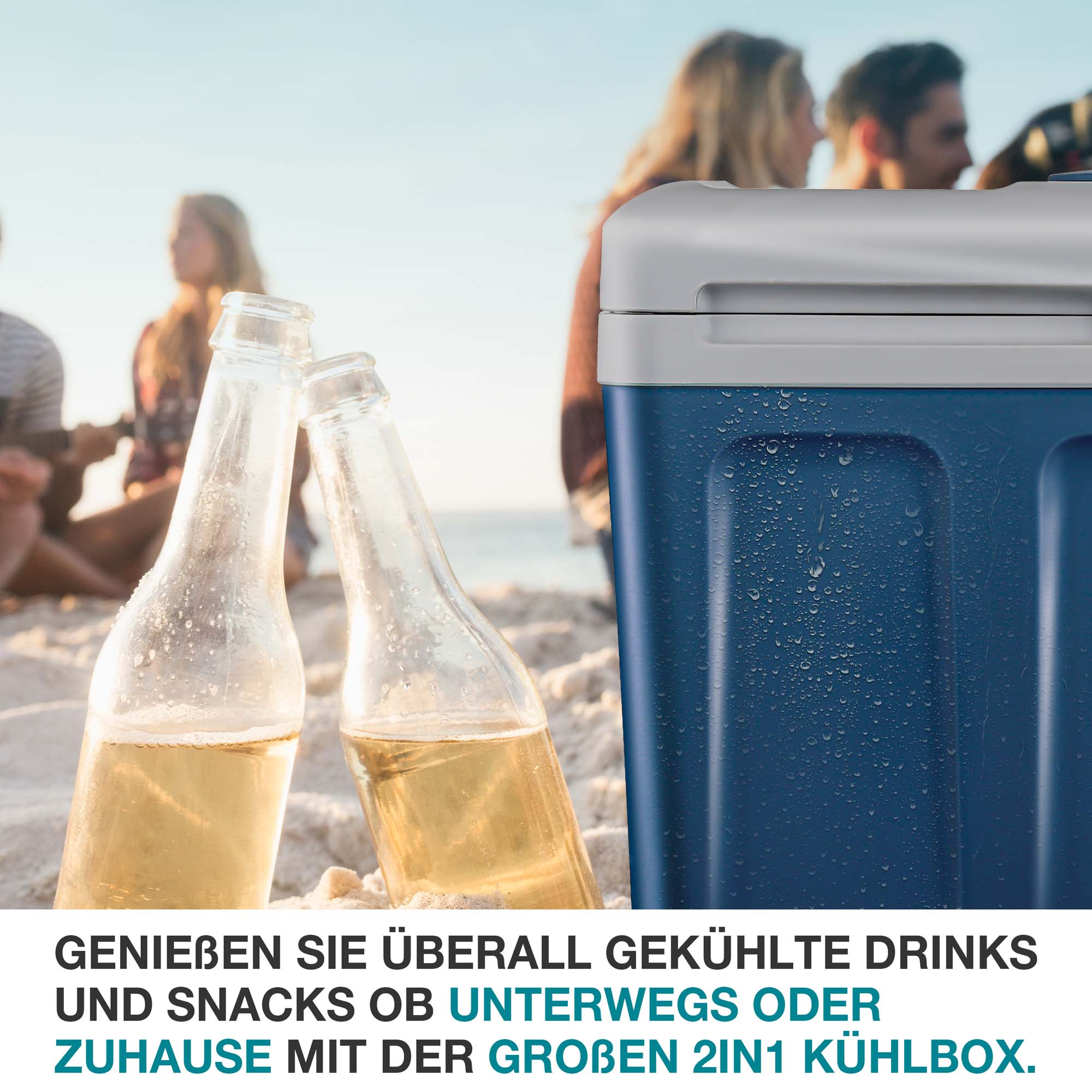 2 in 1 Kühlbox blau - Mobiler Kühlschrank - Isolierbox - Reise Kühlschrank - Camping - drinks